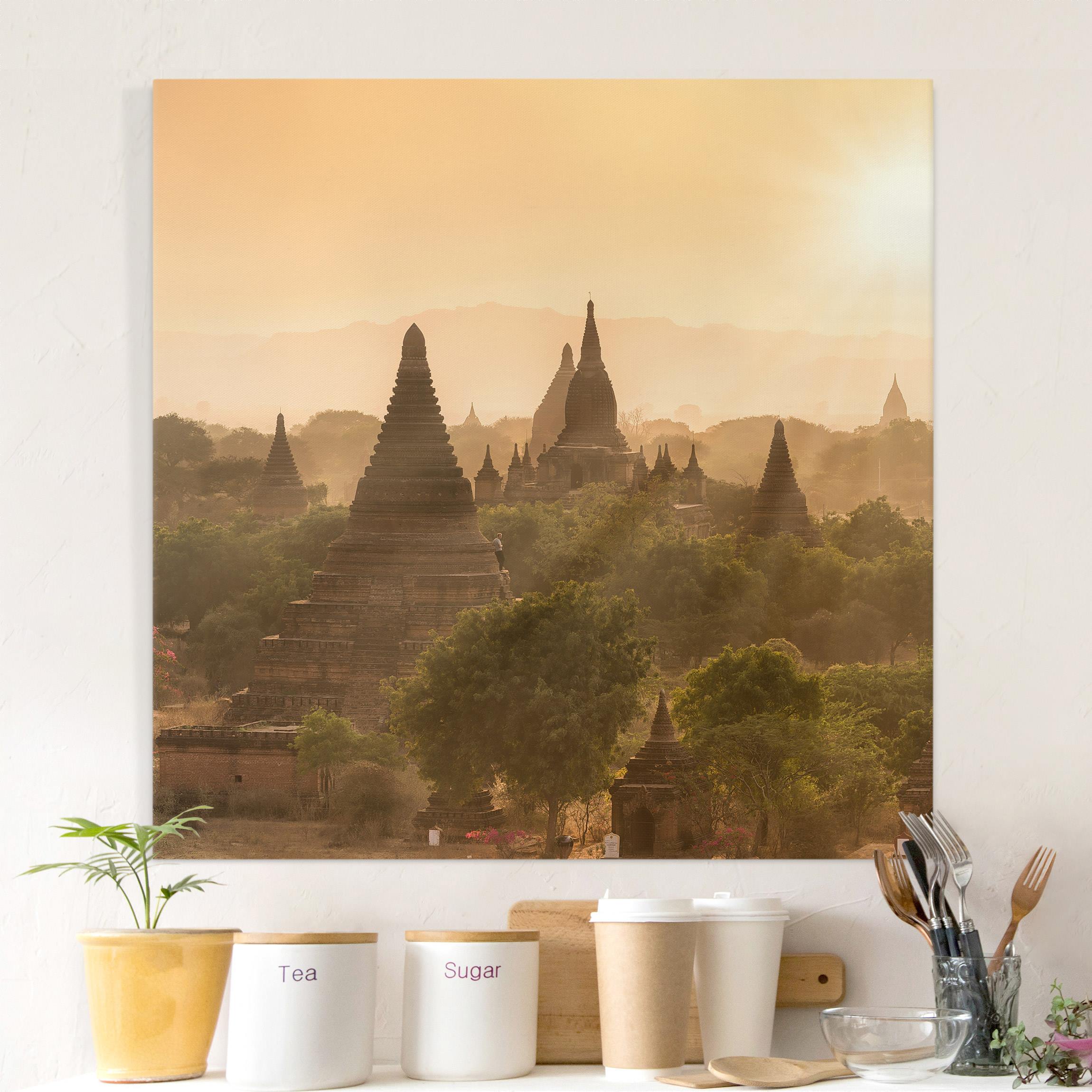 Leinwandbild Sonnenuntergang über Bagan