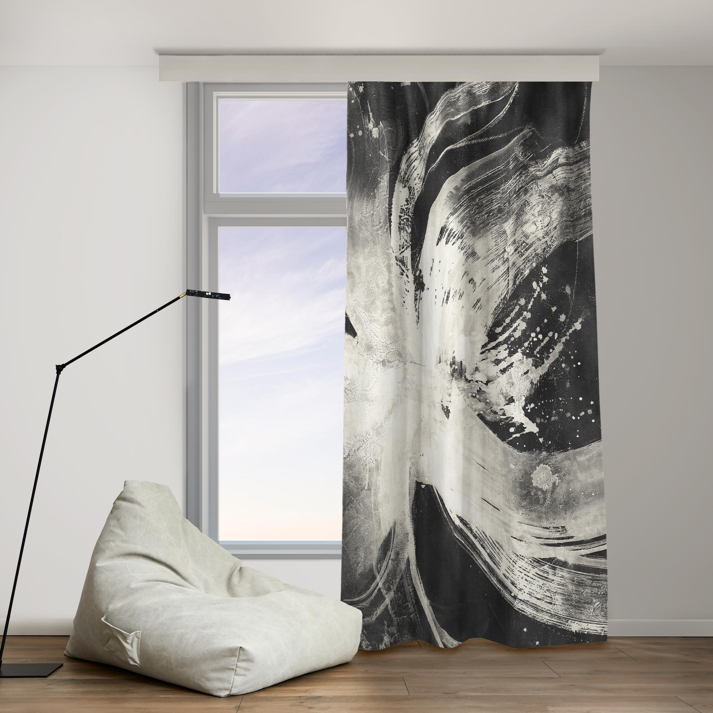 Vorhang Abstrakte Blüten auf Schwarz