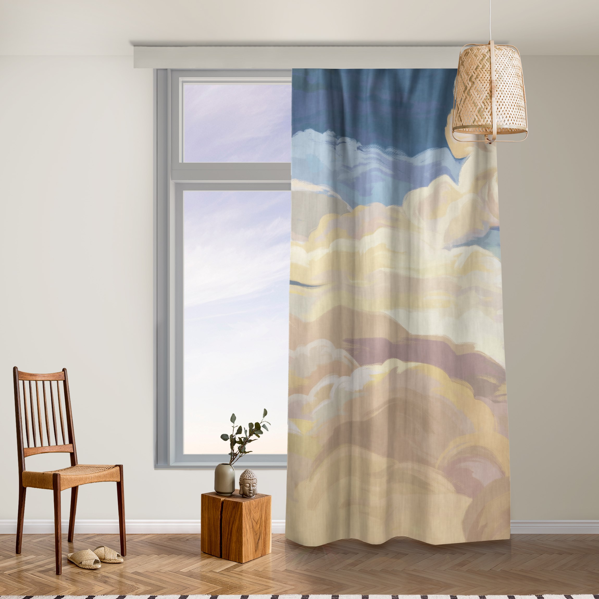 Vorhang Handgemaltes Wolkenmeer in Pastell