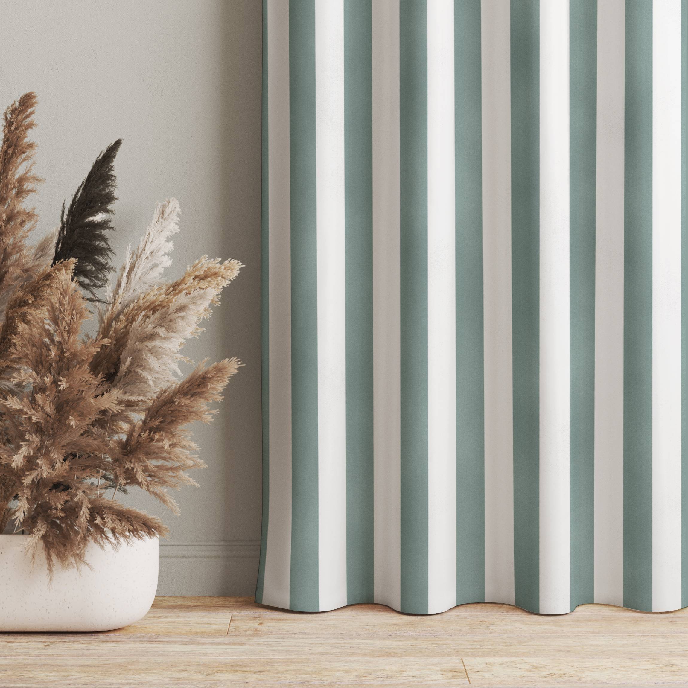 Vorhang Längsstreifen in Pastell Petrol
