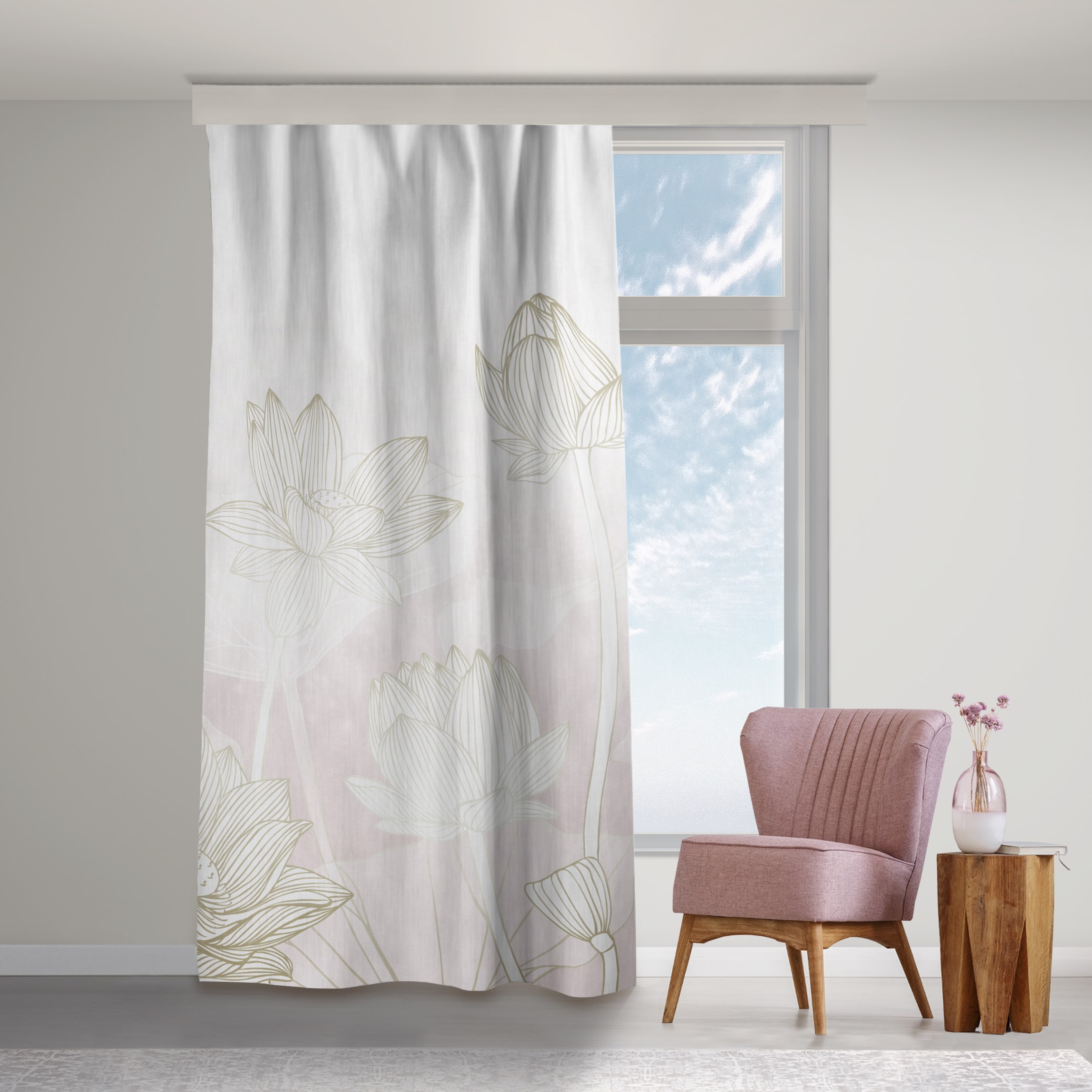 Vorhang Lotus Illustration Gold und Rosa