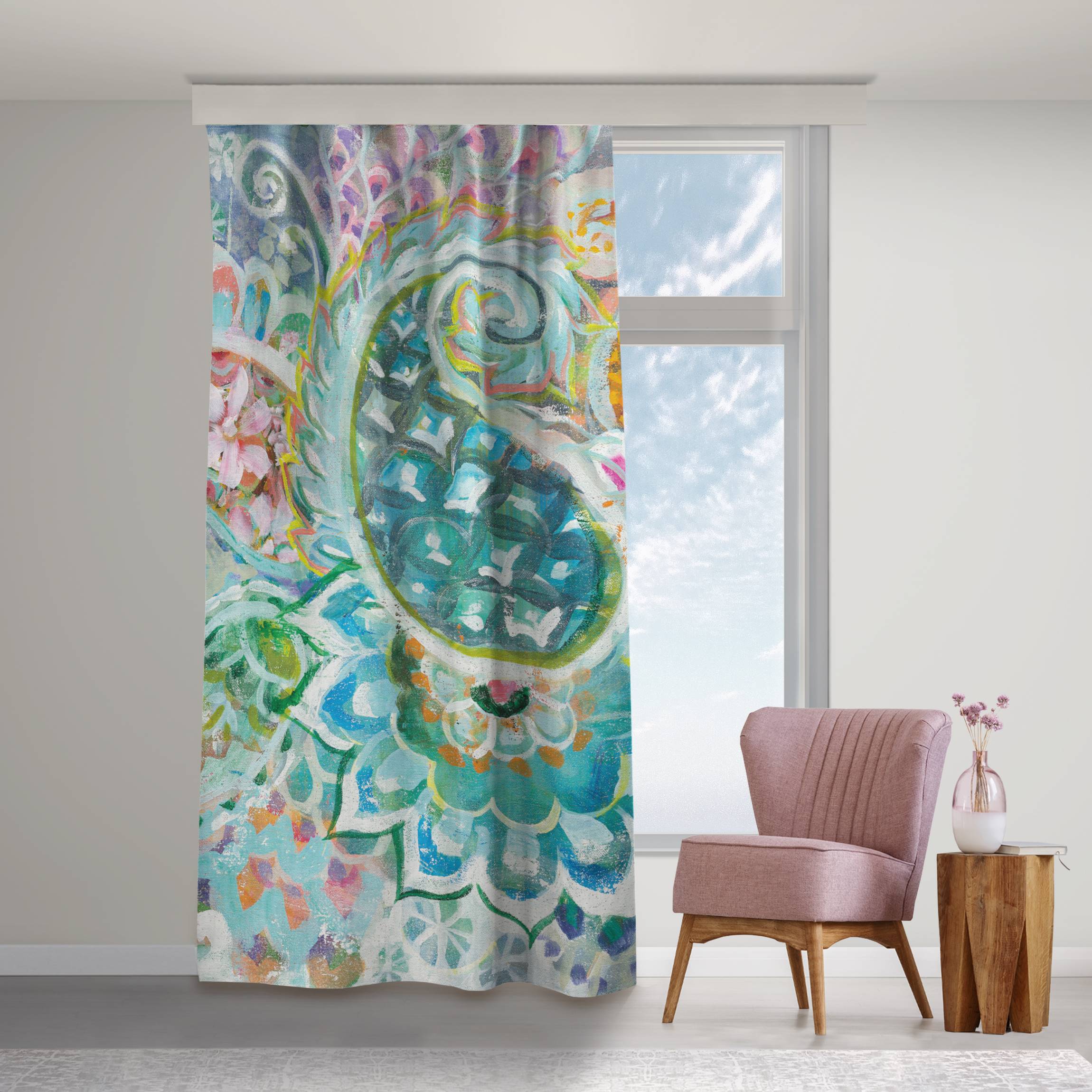 Vorhang Paisley mit Blumen