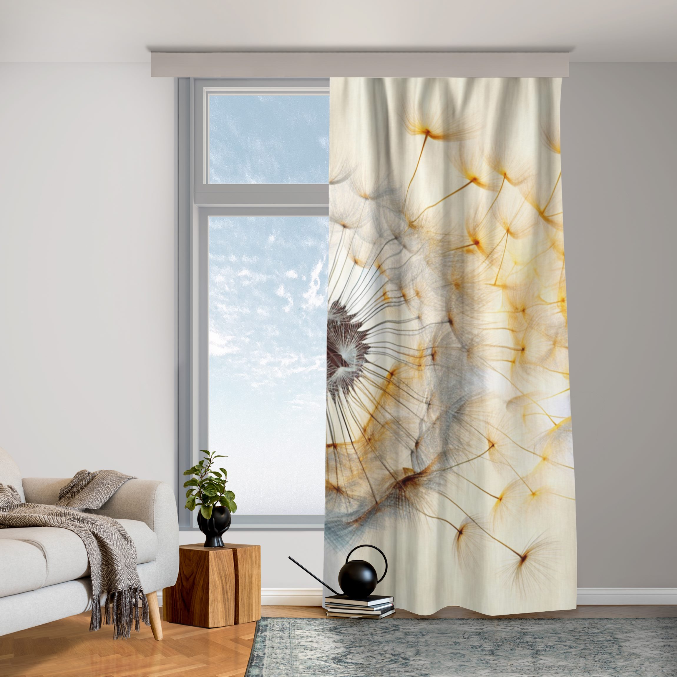 Vorhang Pusteblume mit fliegenden Samen