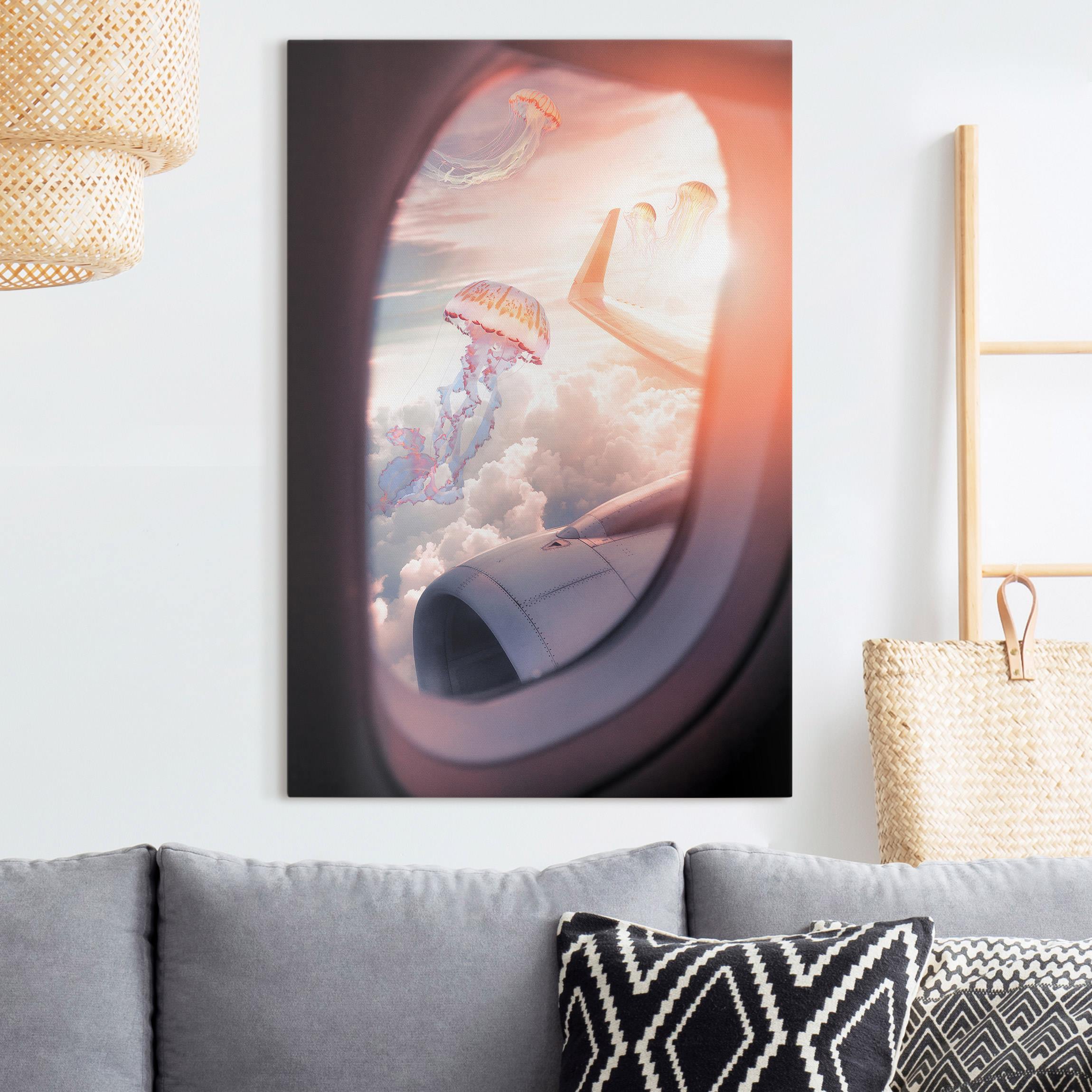 Leinwandbild Flugzeug mit Quallen
