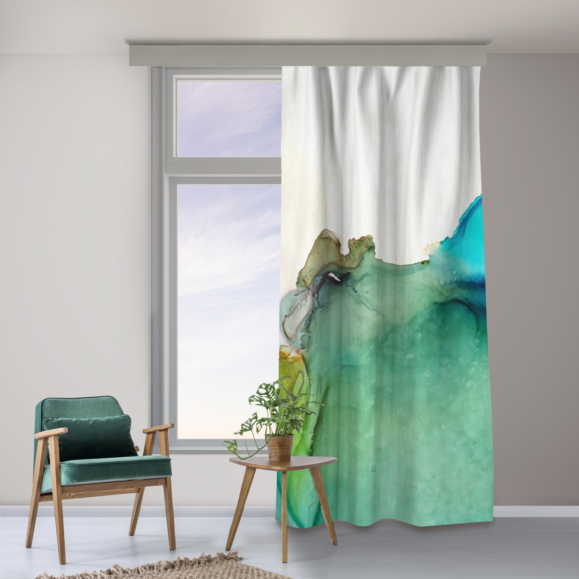 Vorhang Abstraktes Farbenspiel in Türkis