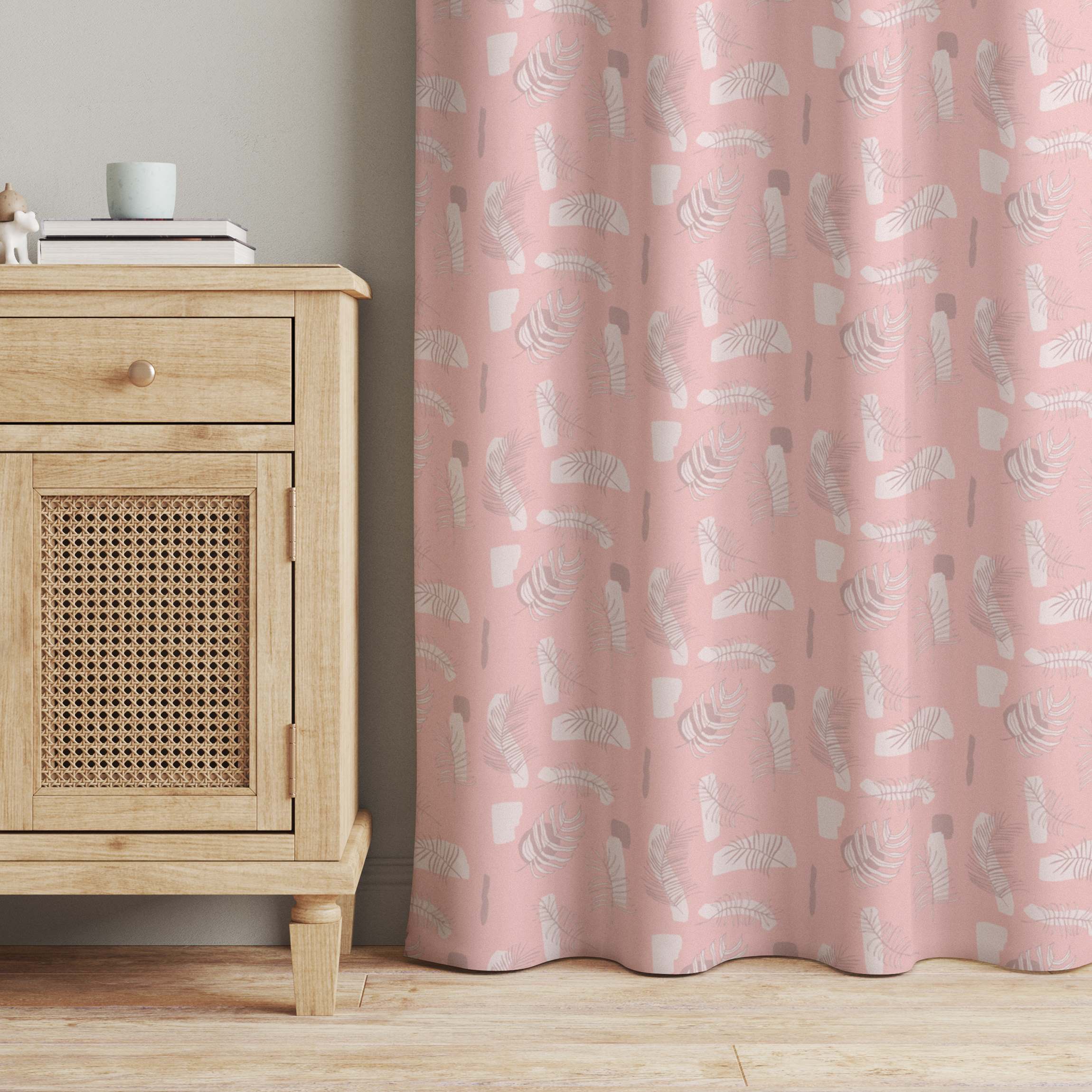 Vorhang Abstraktes Muster mit Palmblätter - Blasses Pink