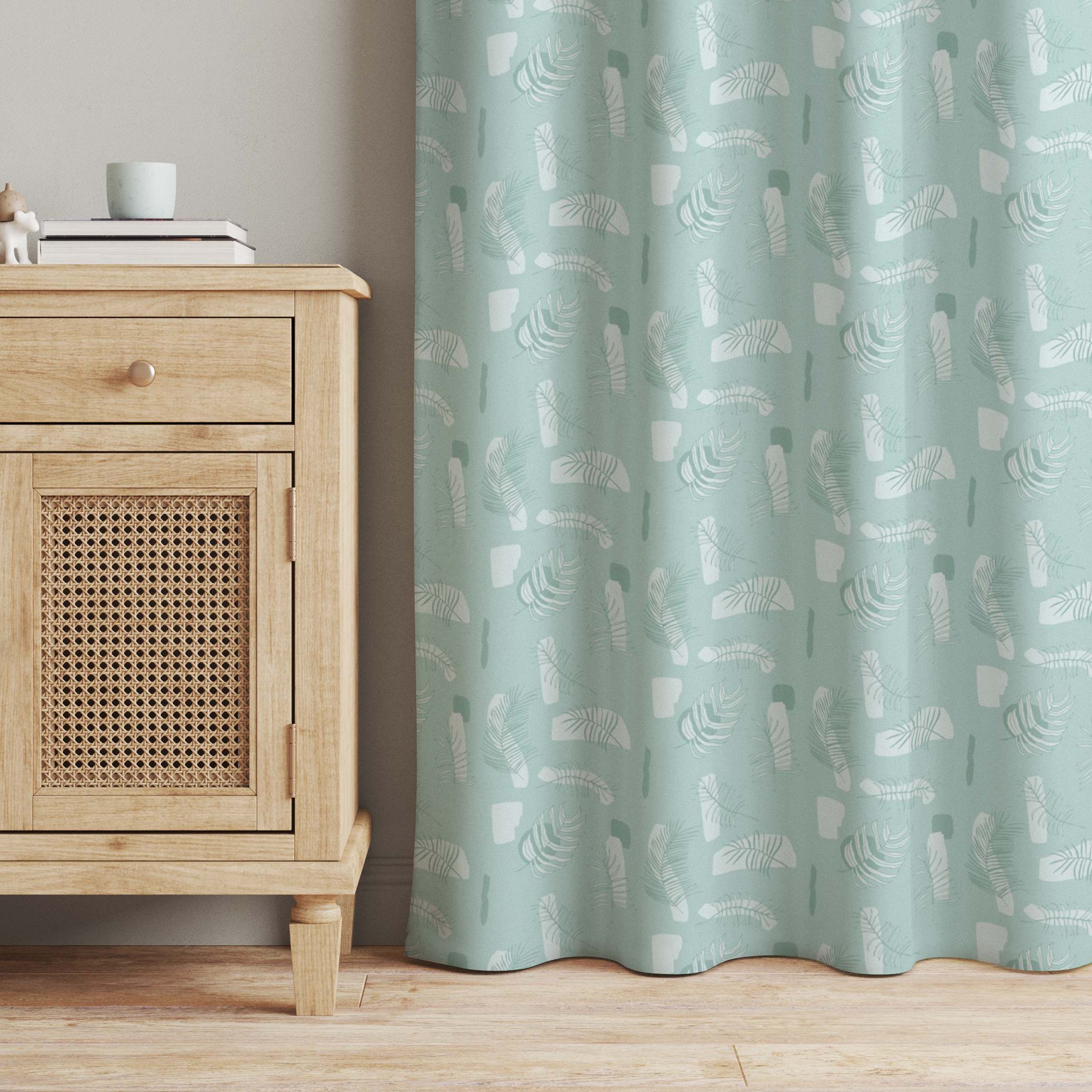 Vorhang Abstraktes Muster mit Palmblätter - Pastell Mint