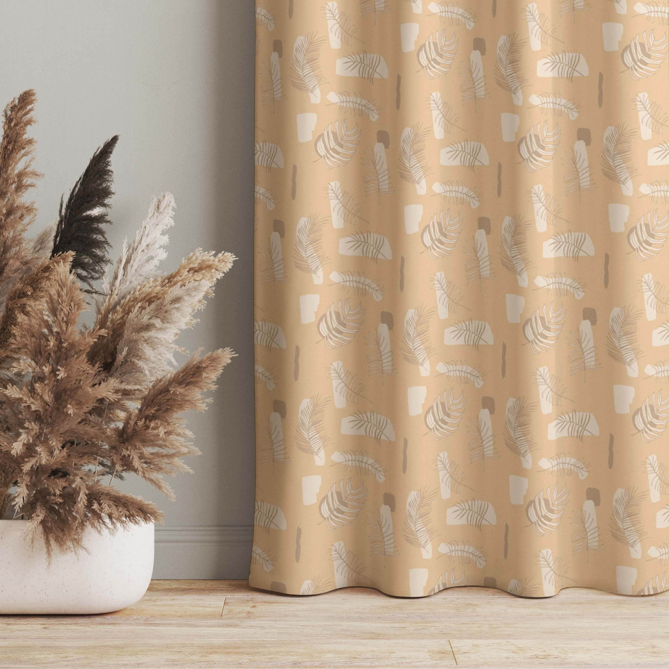 Vorhang Abstraktes Muster mit Palmblätter - Pastell Orange