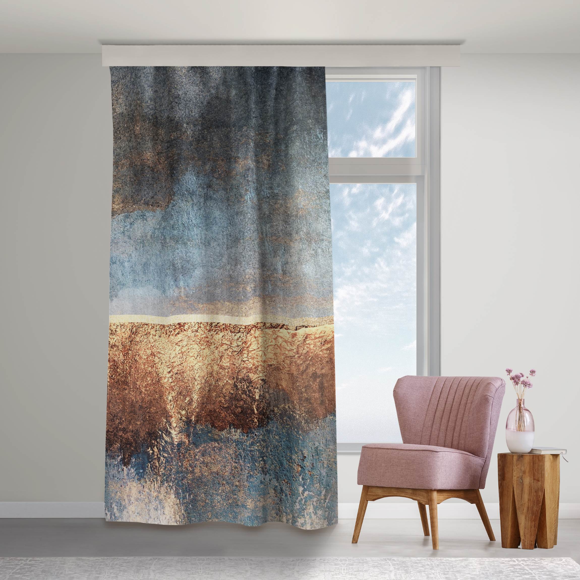 Vorhang Abstraktes Seeufer in Gold