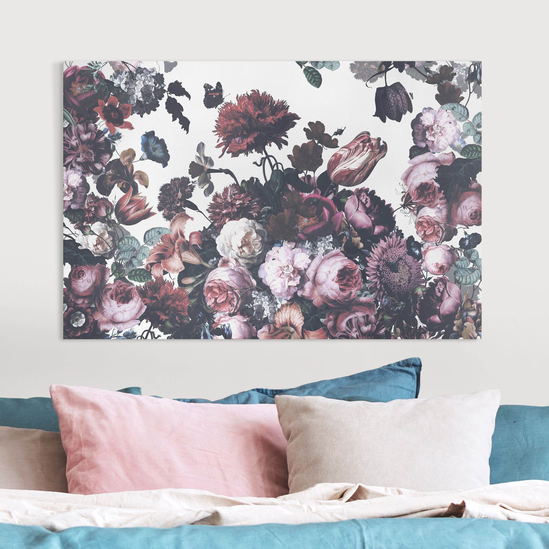 Leinwandbild Altmeisterlicher Blumenrausch mit Rosen Bouquet