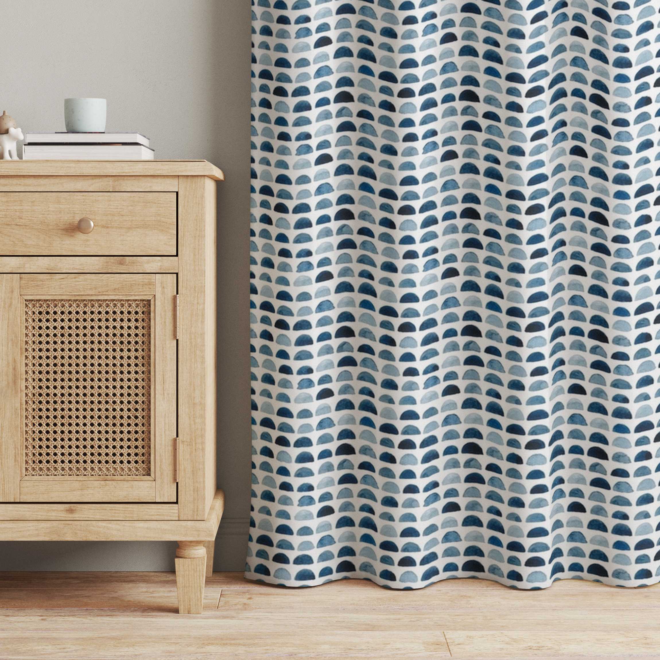 Vorhang Aquarell Halbkreise in Indigo