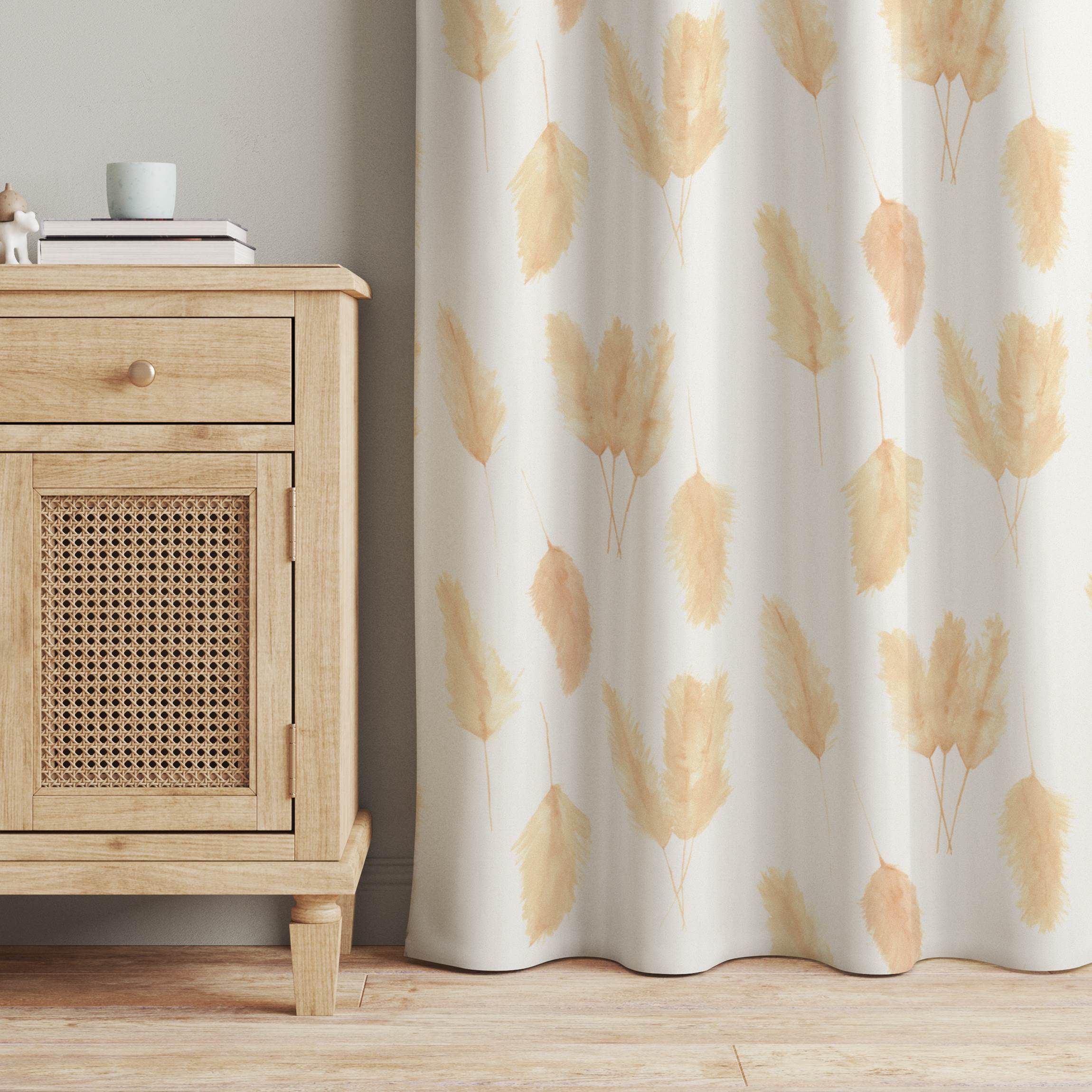 Vorhang Aquarell Pampasgras Orange