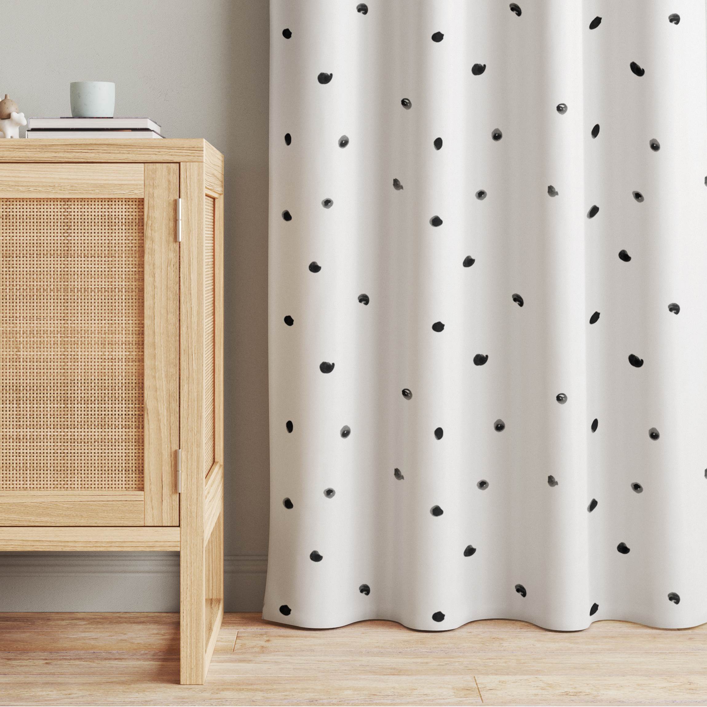 Vorhang Aquarell Punkte Schwarz