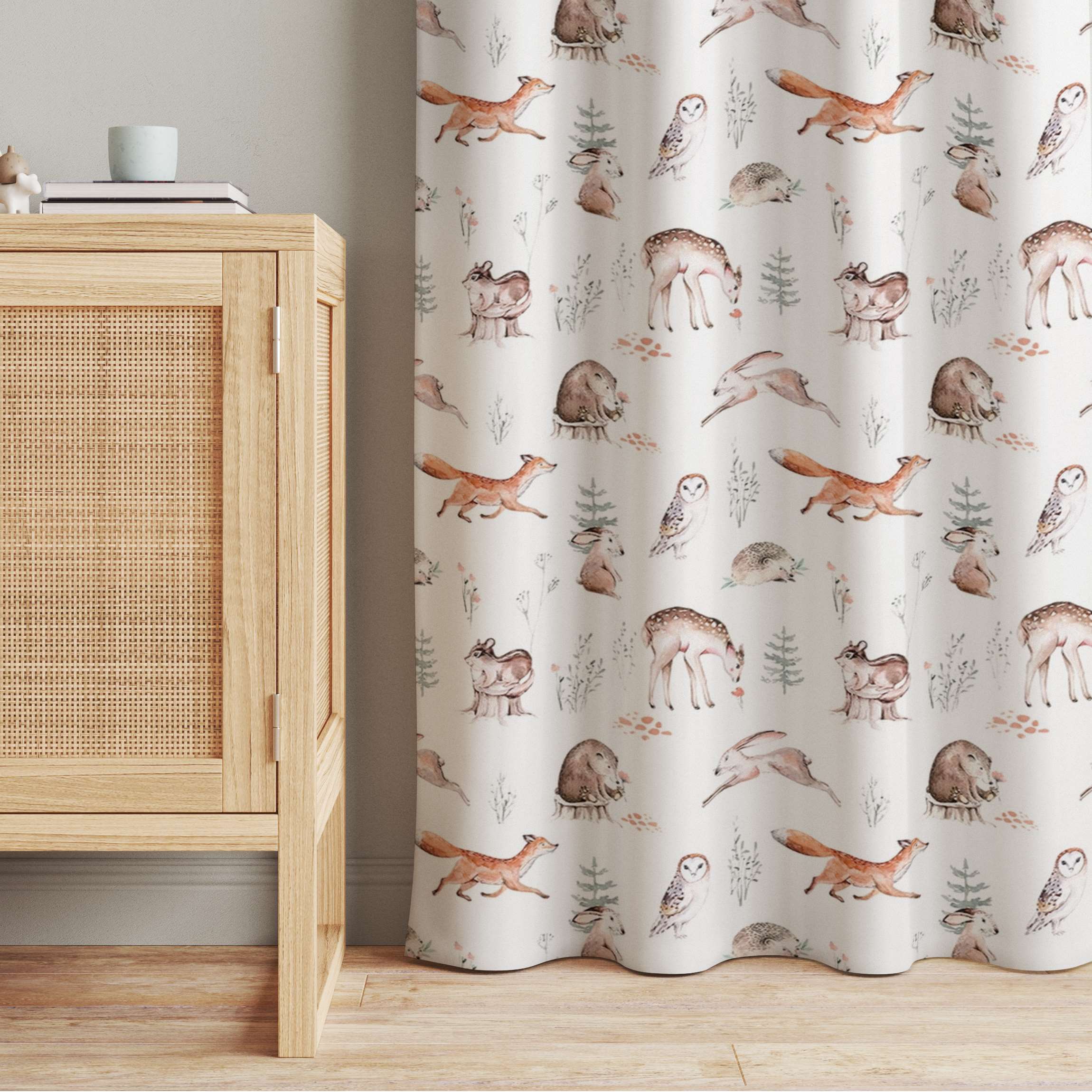 Vorhang Aquarell Waldtierfreunde Muster