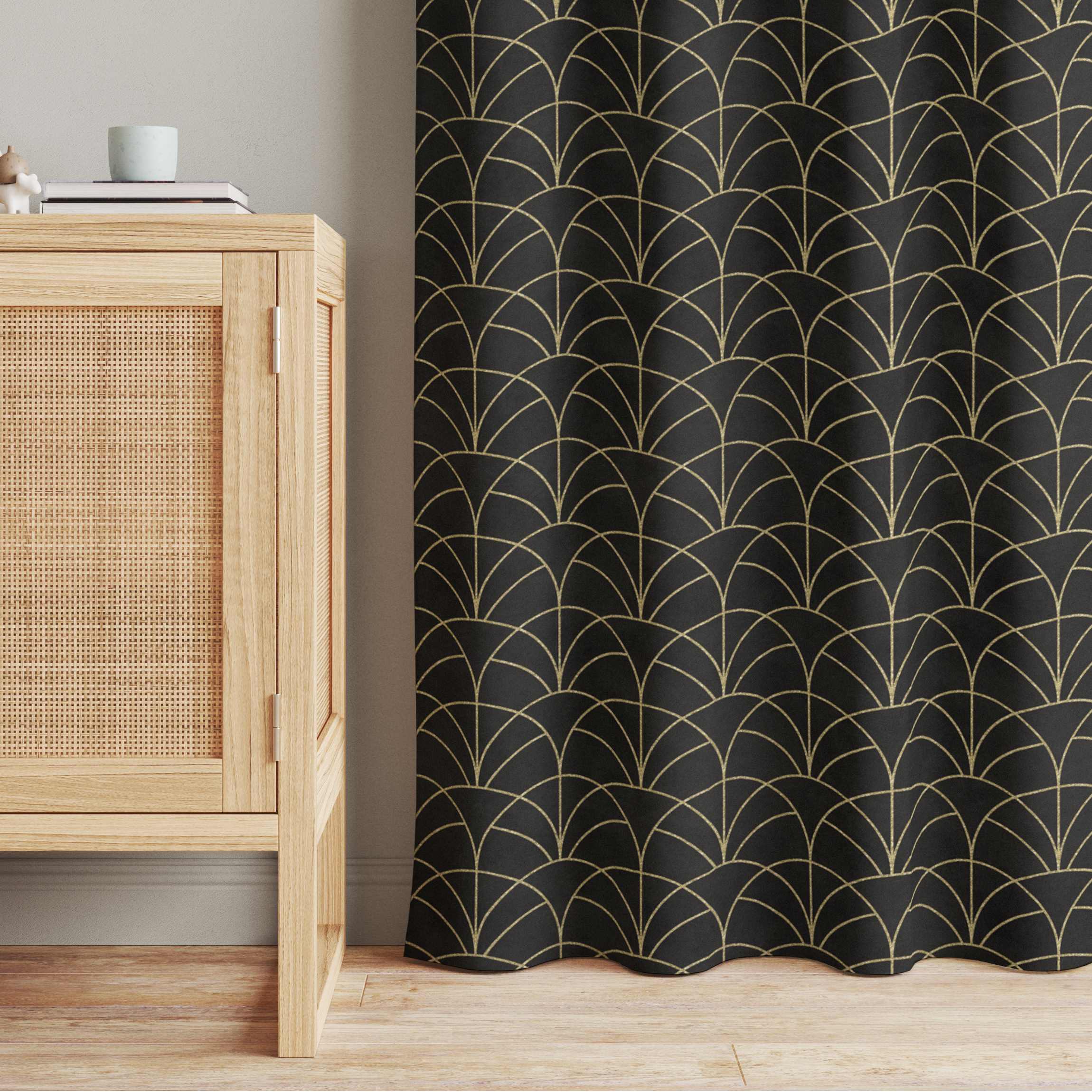 Vorhang Art Deco auf Schwarz I