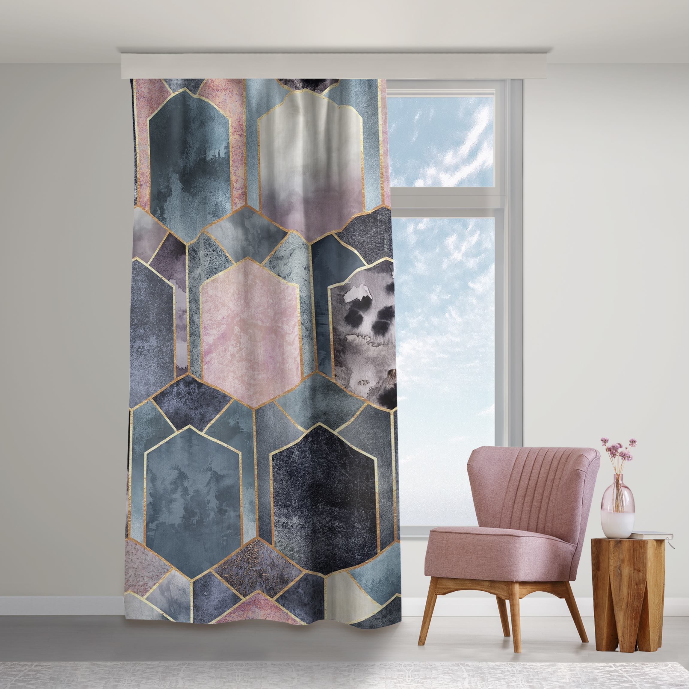 Vorhang Art Deco Marmor Gold