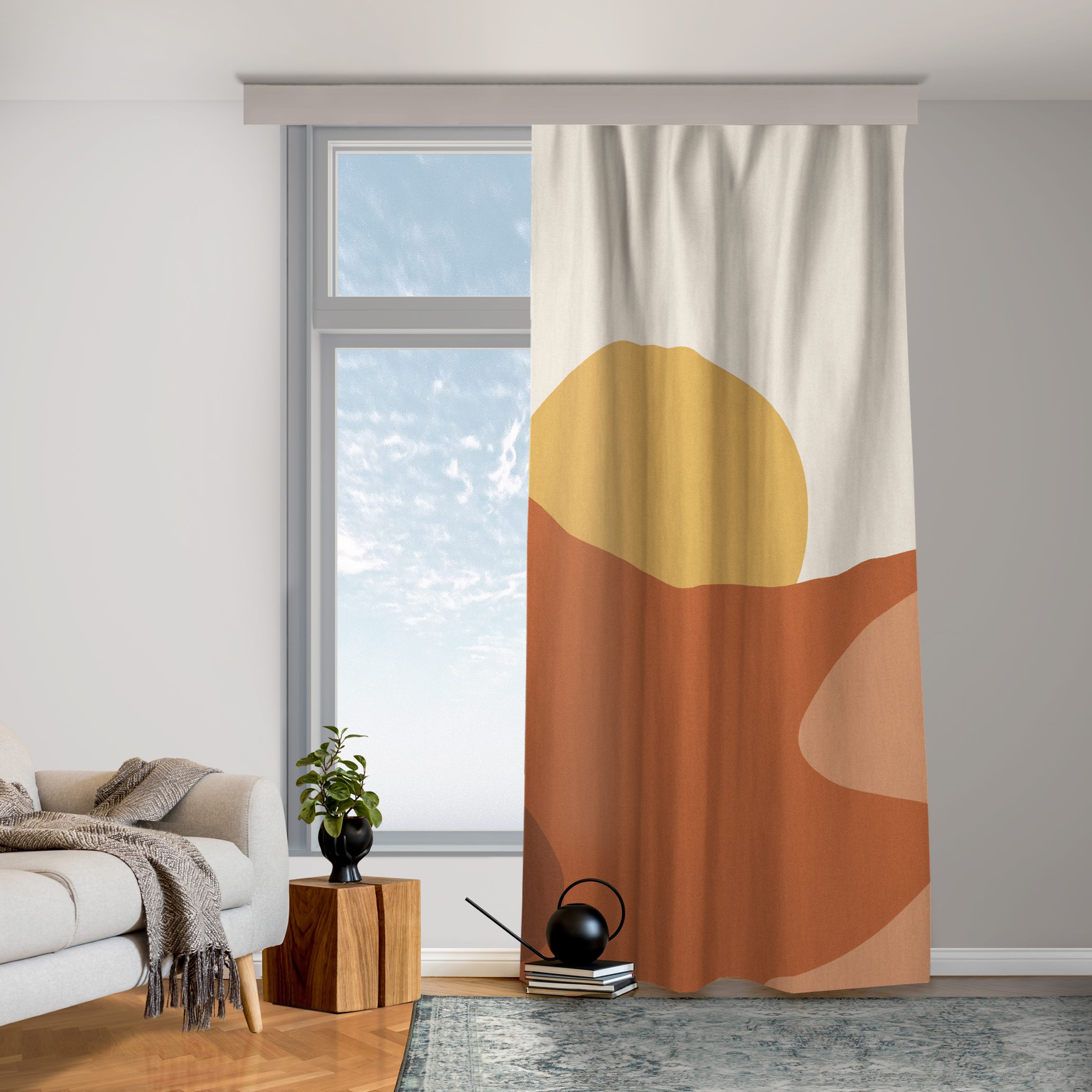 Vorhang Aufgehende Sonne in der Wüste