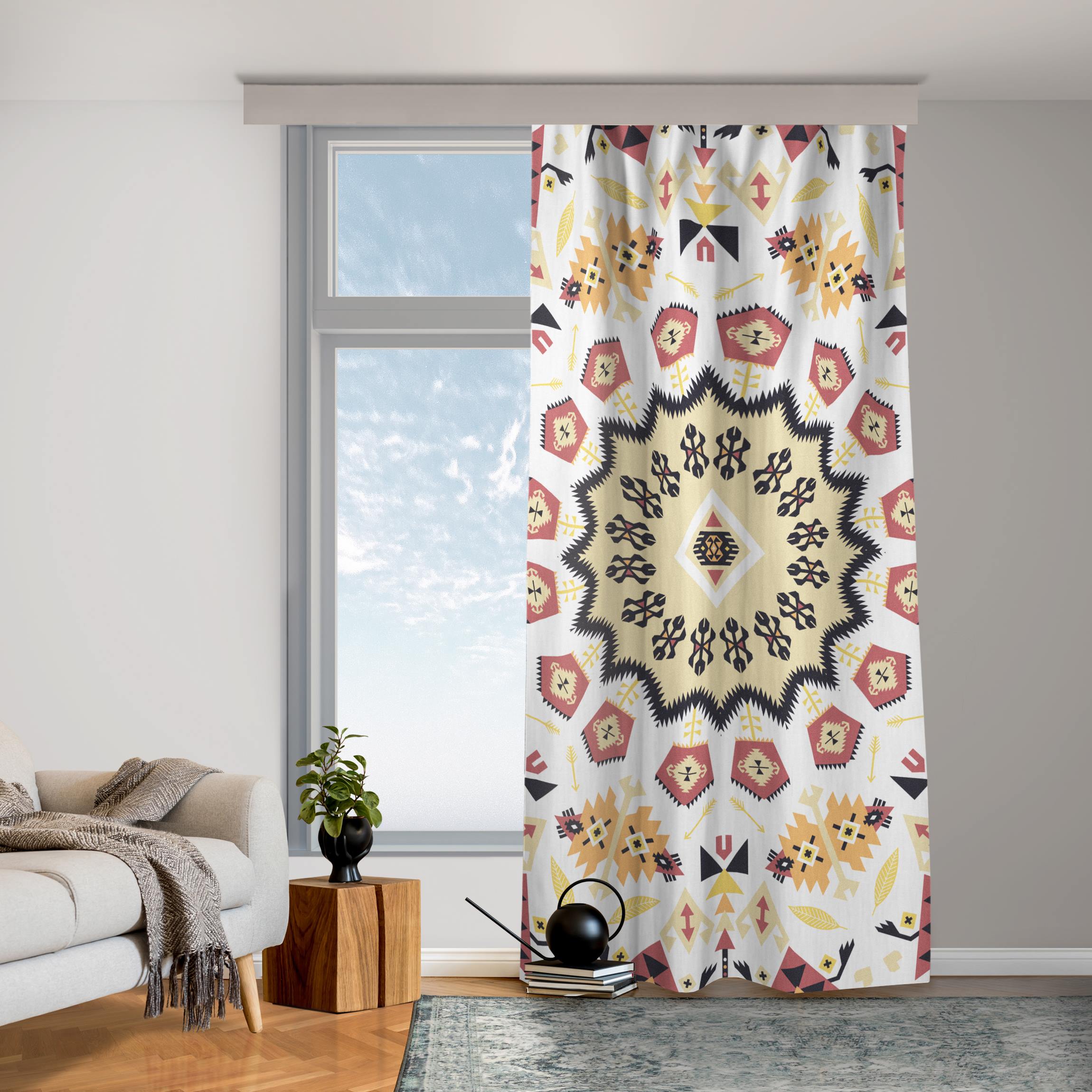 Vorhang Azteken Boho Mandala IV in Gelb