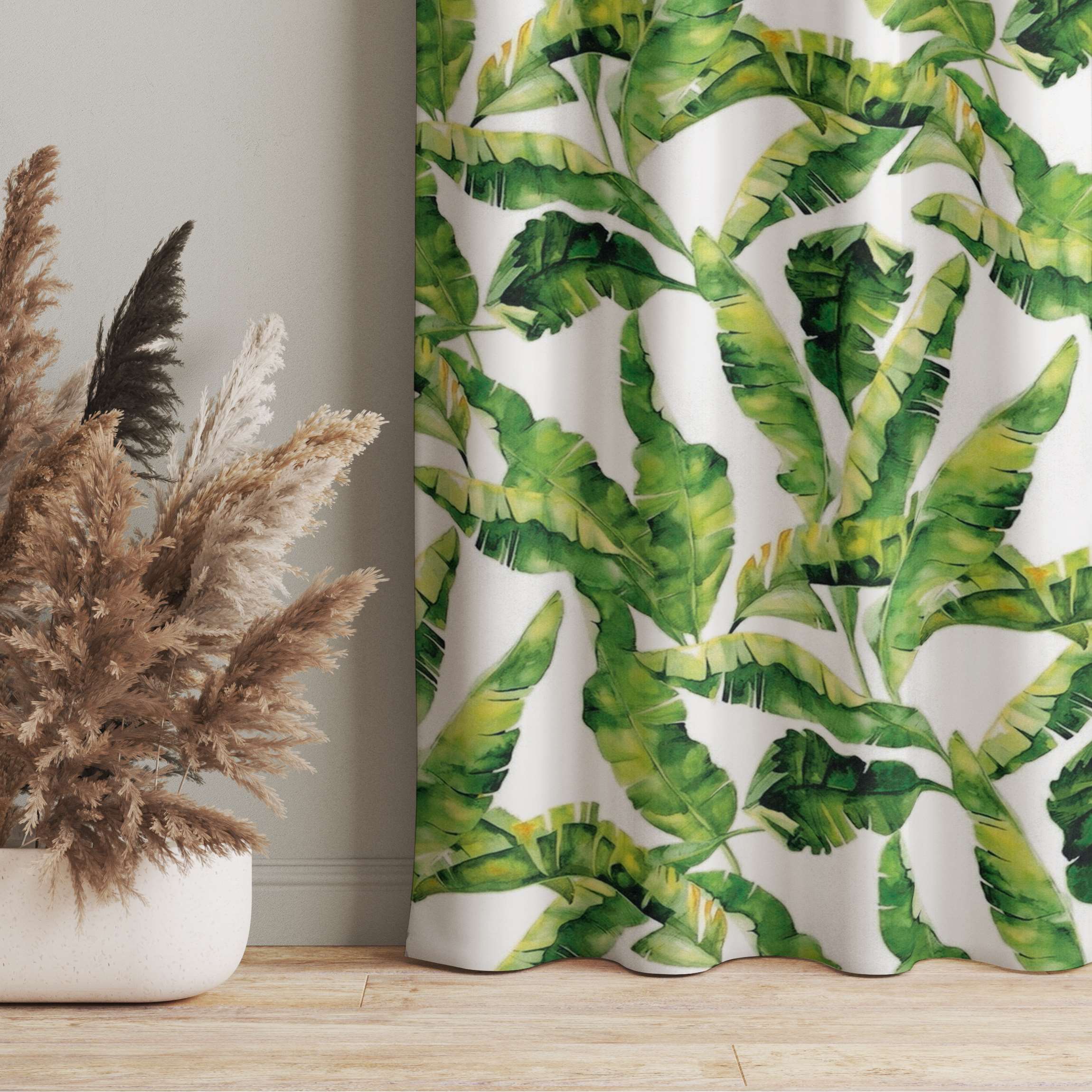 Vorhang Bananenblatt Aquarell Muster