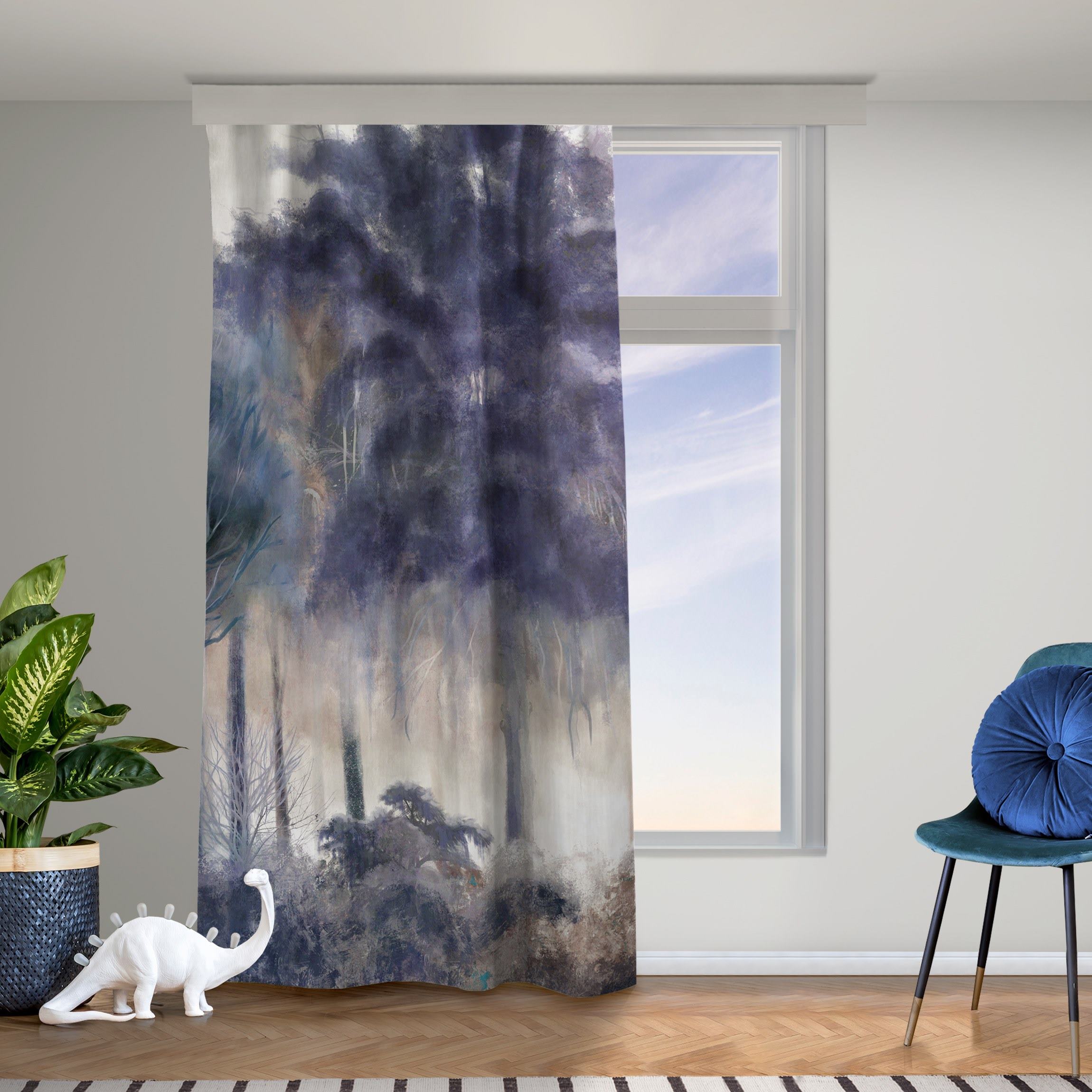 Vorhang Blaue Wald Malerei