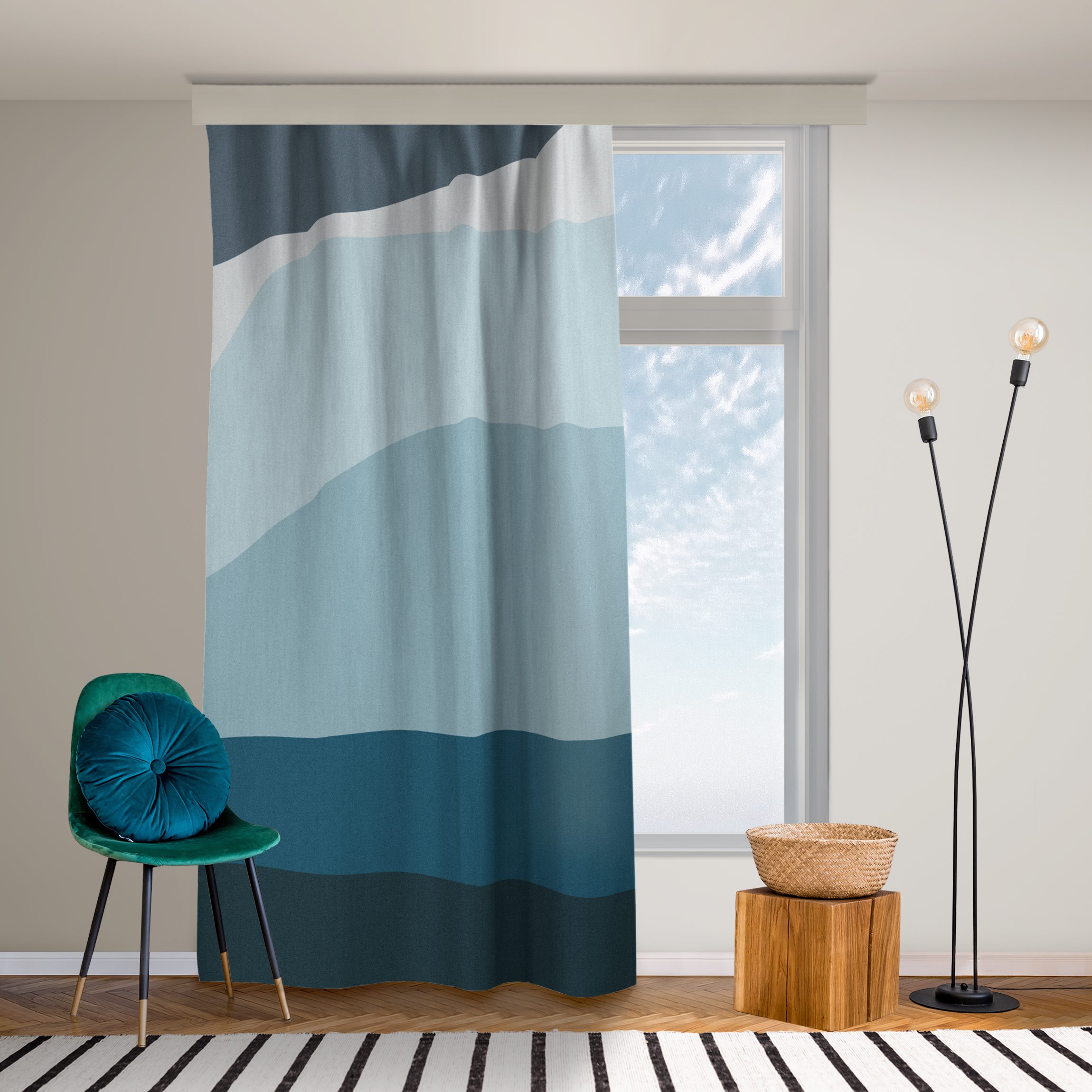 Vorhang Blaue Wellen und Dünen
