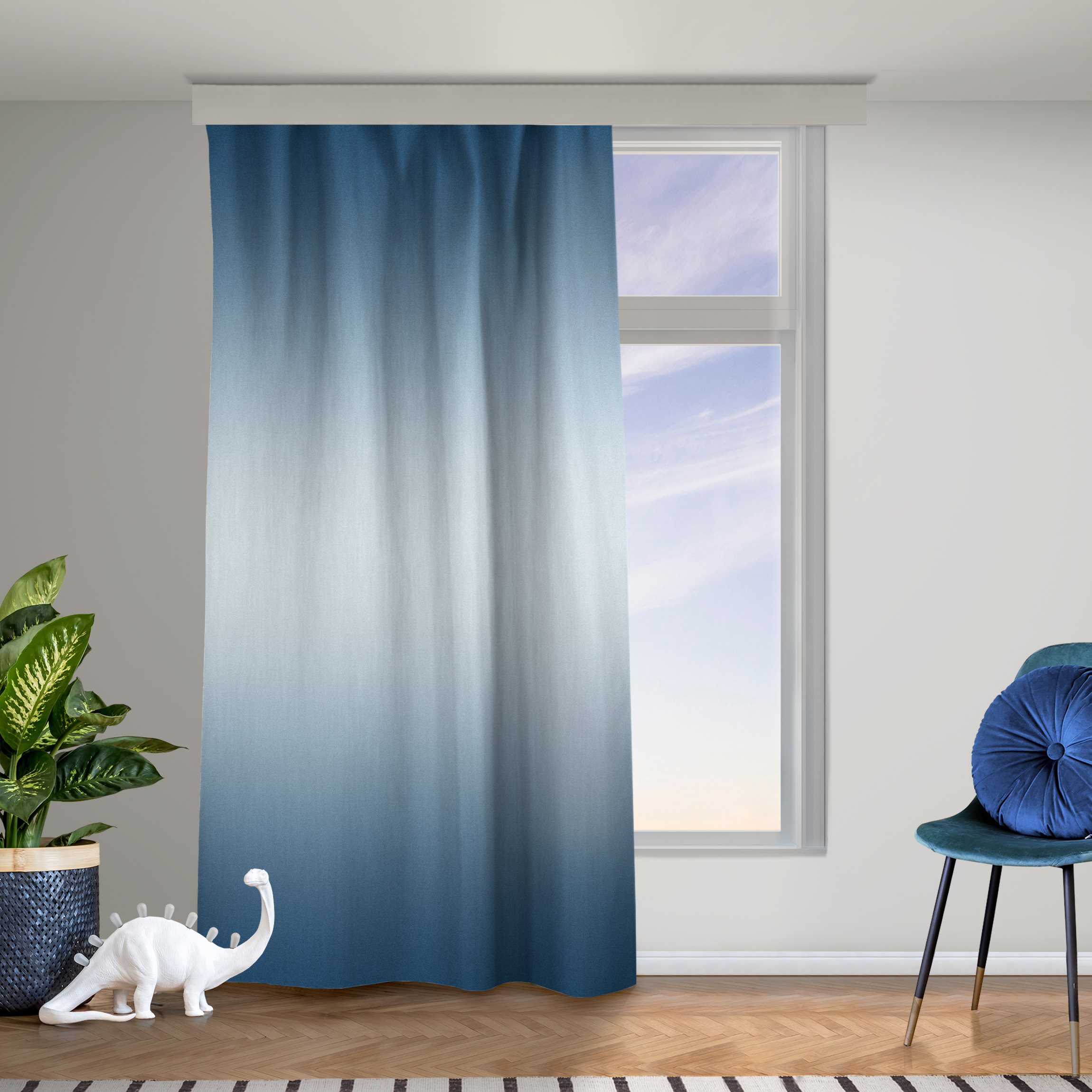 Vorhang Blauer Horizontaler Farbverlauf