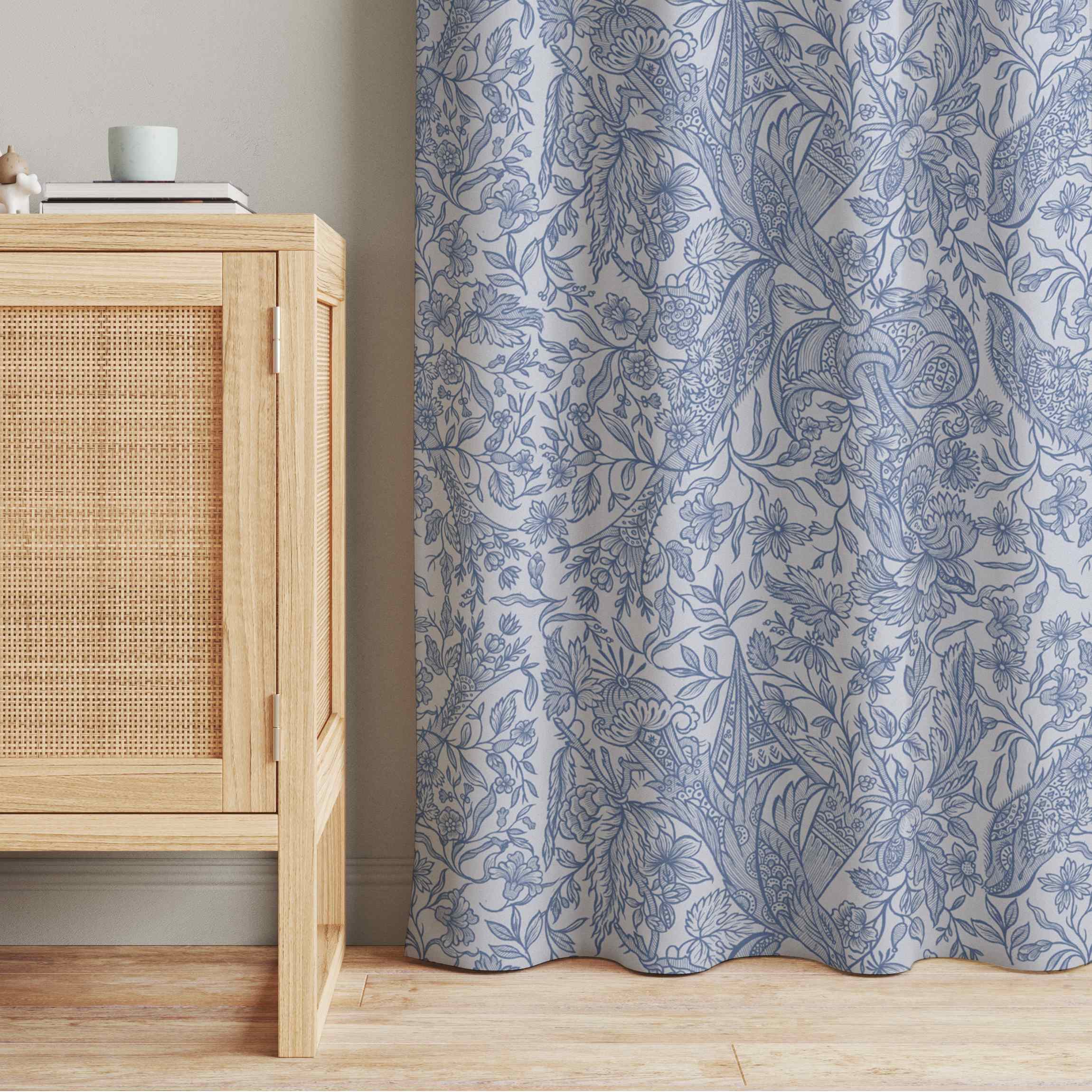 Vorhang Blaues Vintage Blumenmuster