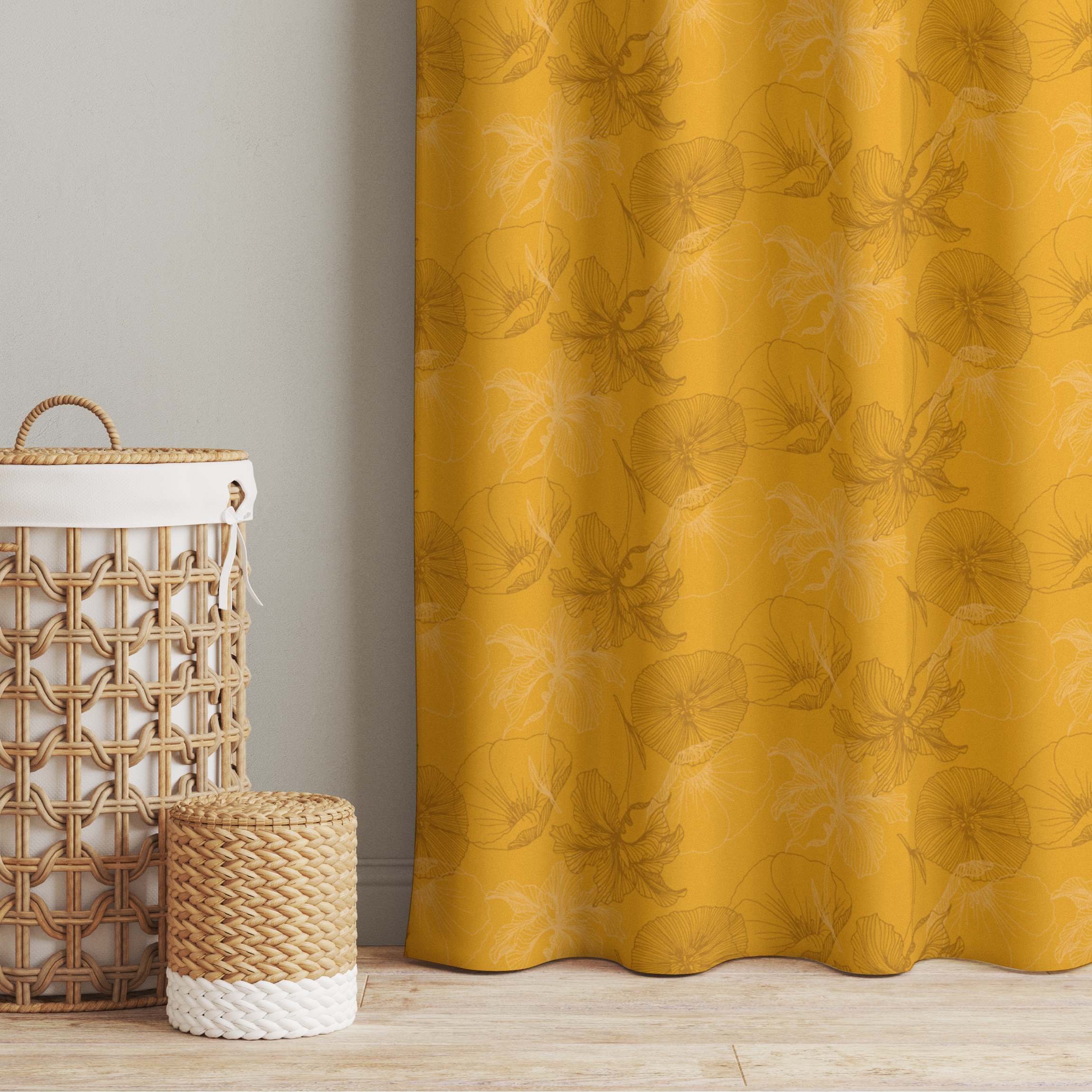 Vorhang Blüten Mix - Warmes Gelb