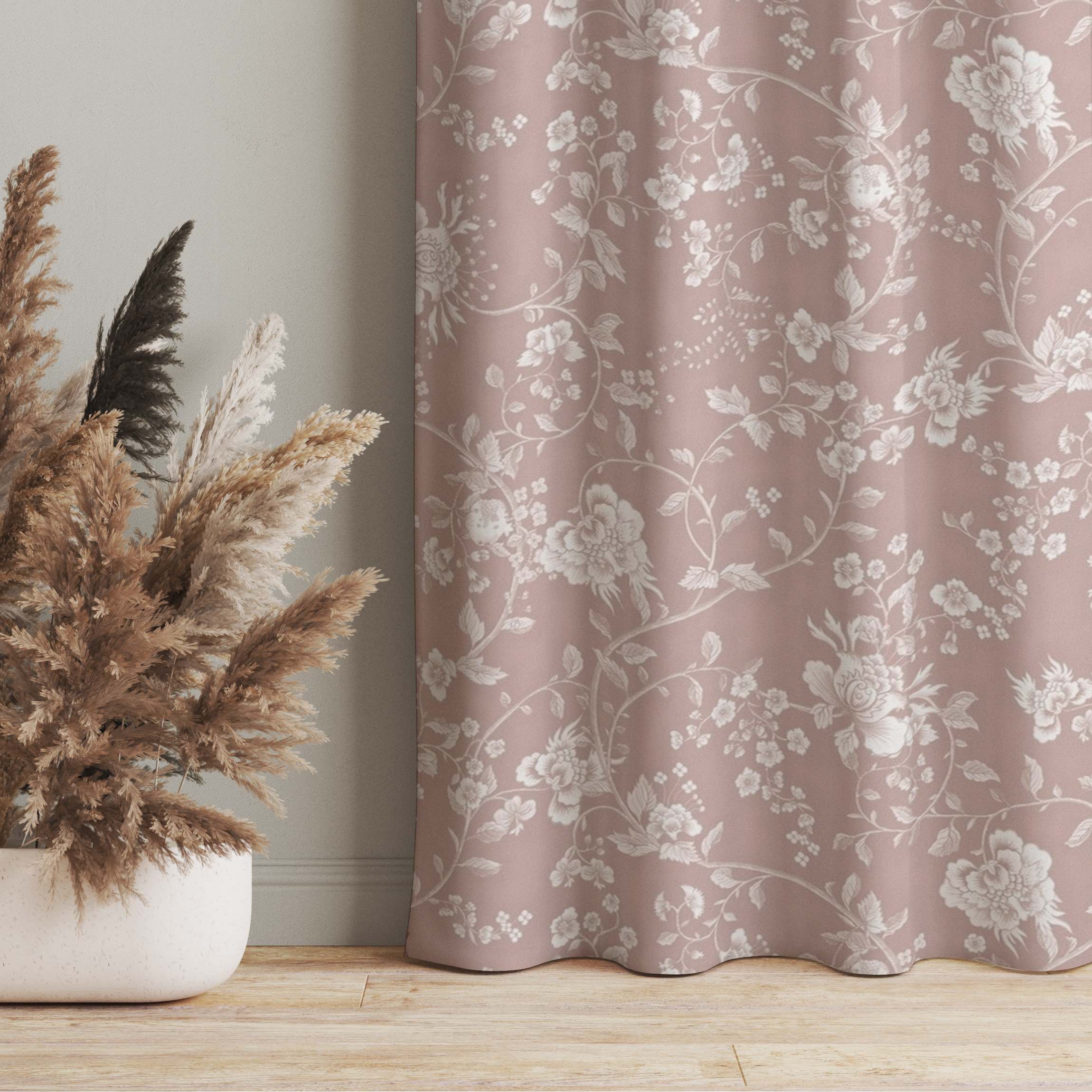 Vorhang Blumenranken auf Beige