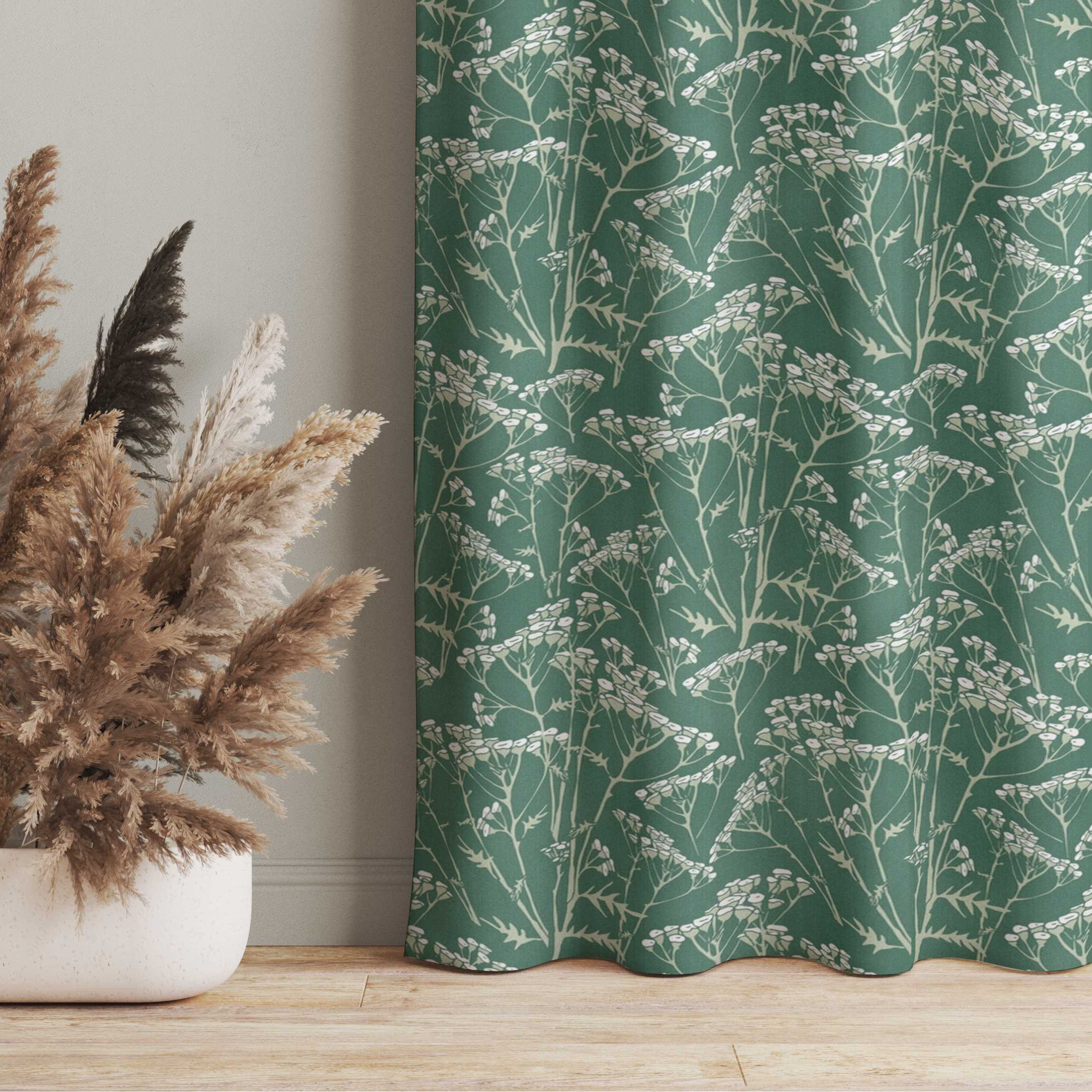 Vorhang Blumenwiesen Muster Grün