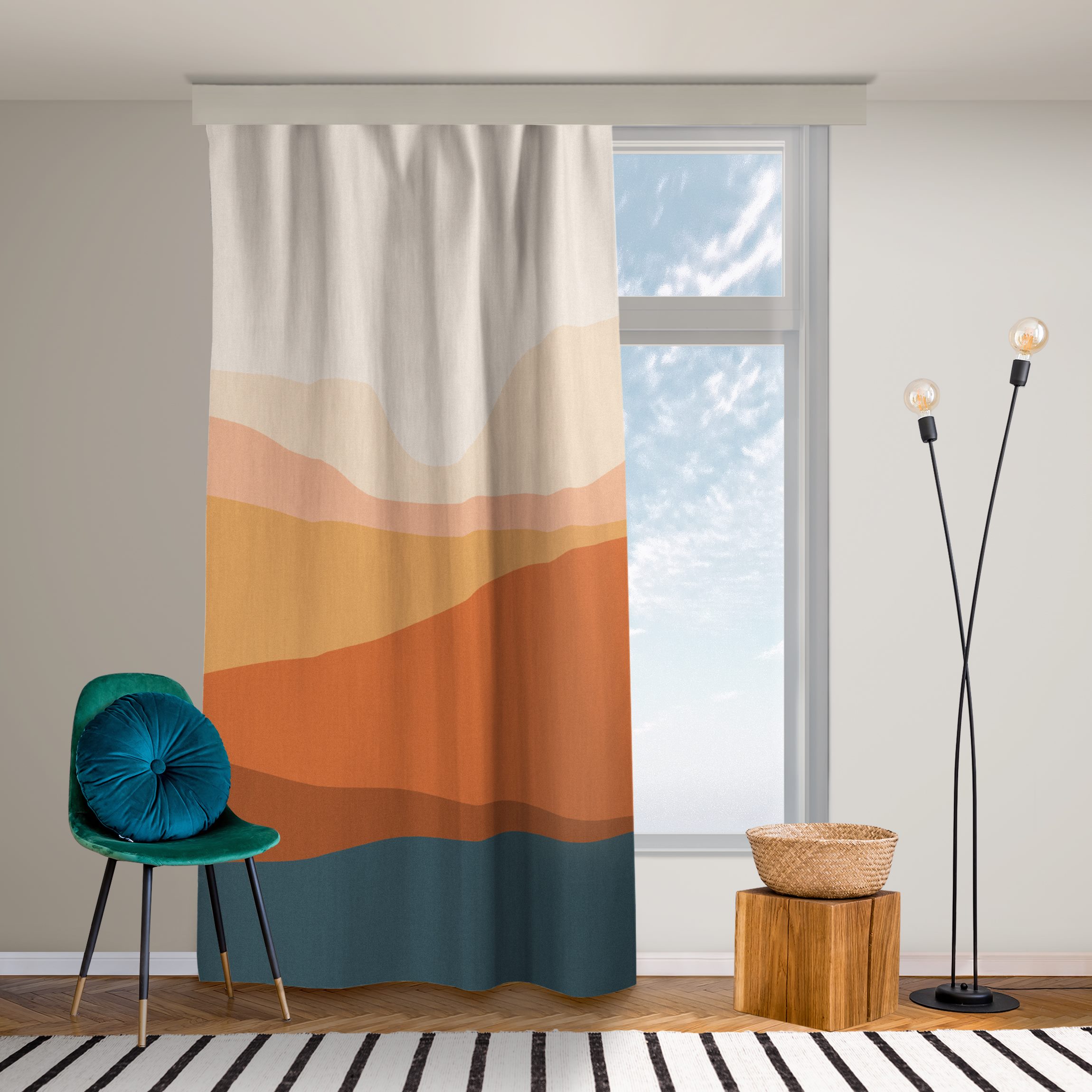 Vorhang Bunte Berge am Abend