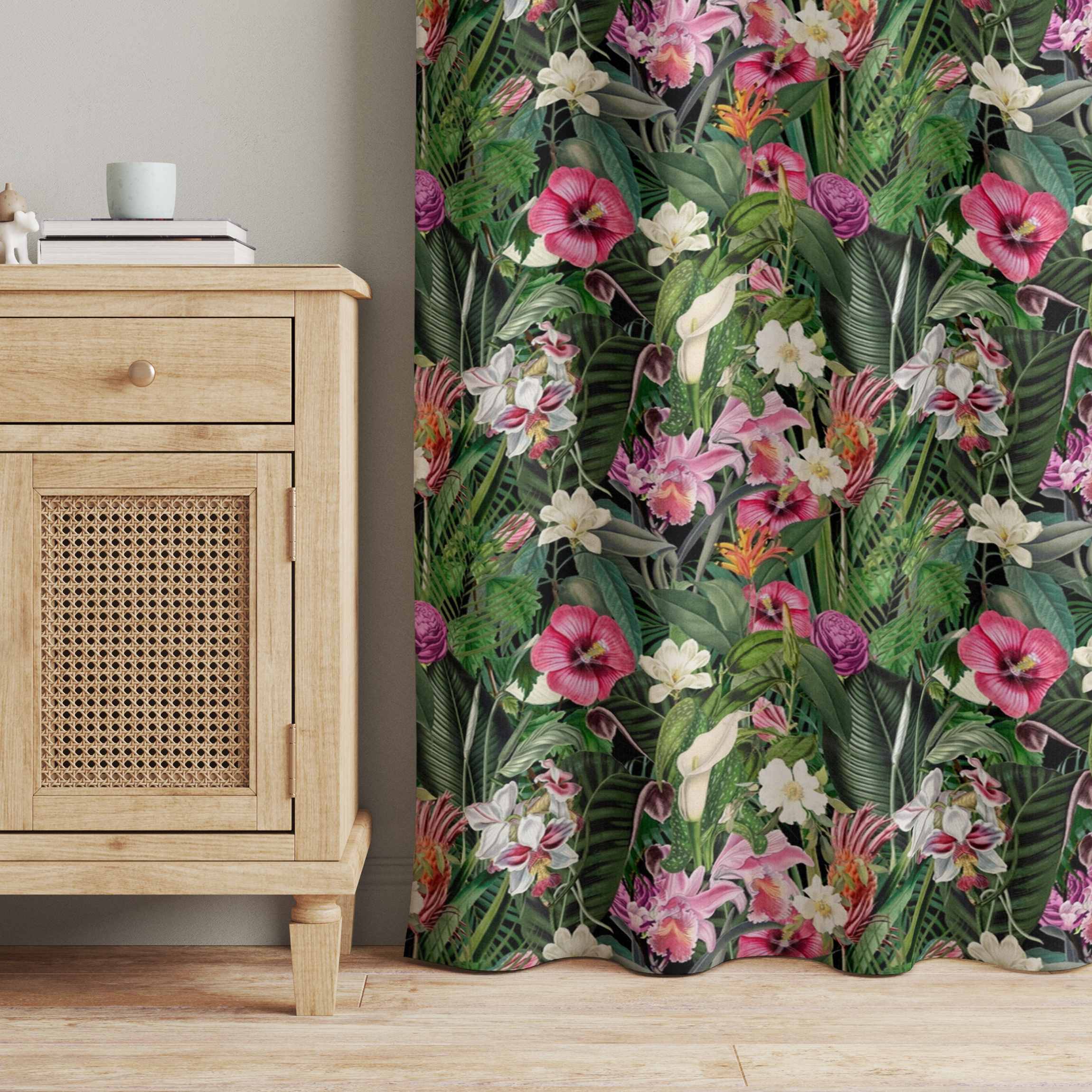 Vorhang Bunte tropische Blumen Collage