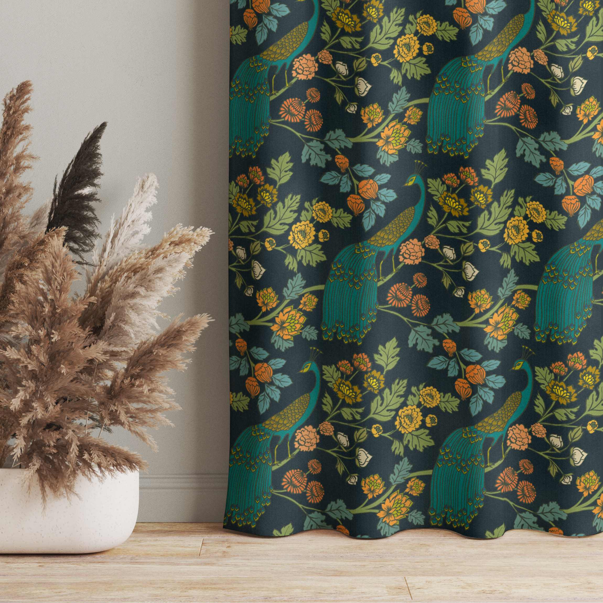 Vorhang Bunter Pfauengarten