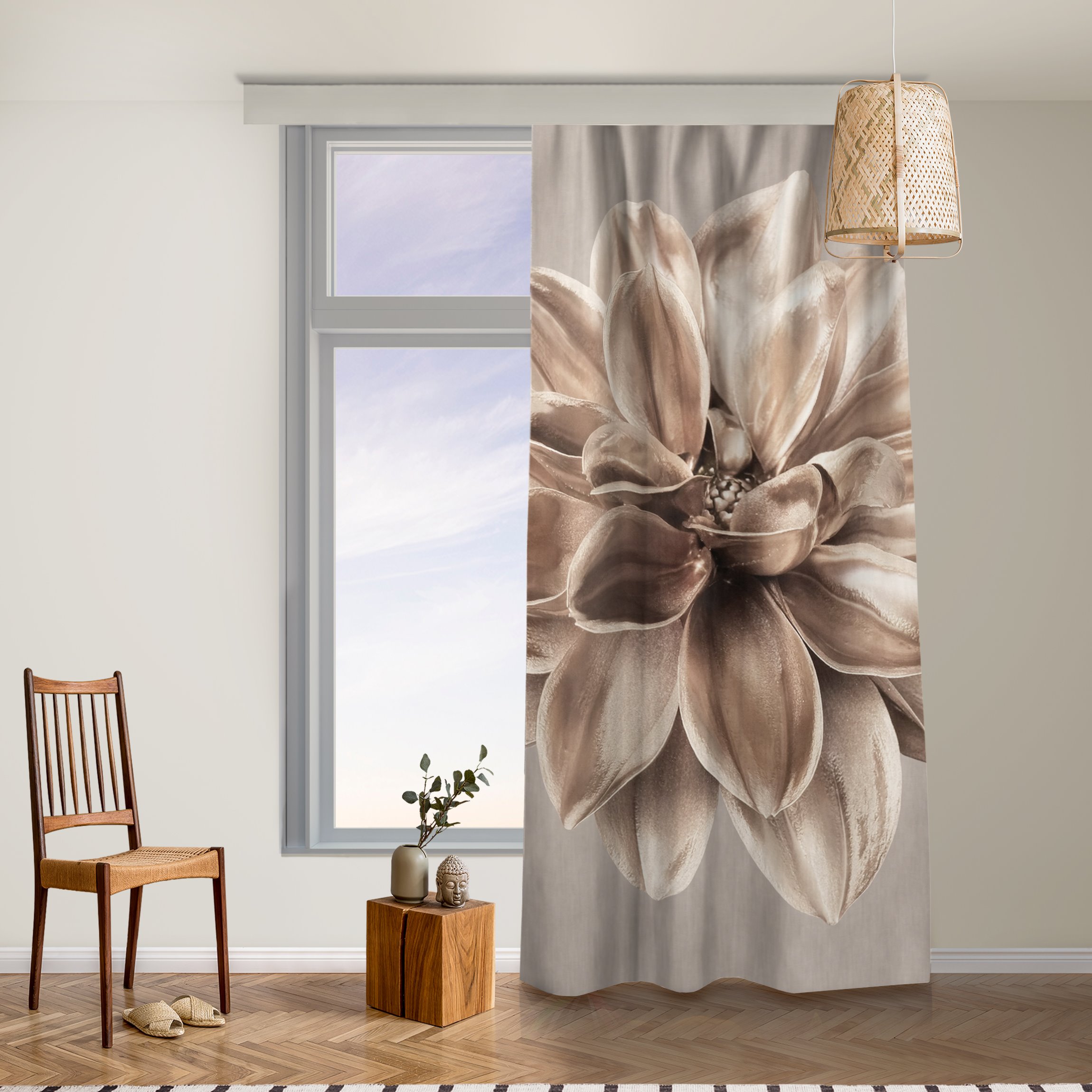 Vorhang Dahlie Bronze Metallic Mokka Zentriert