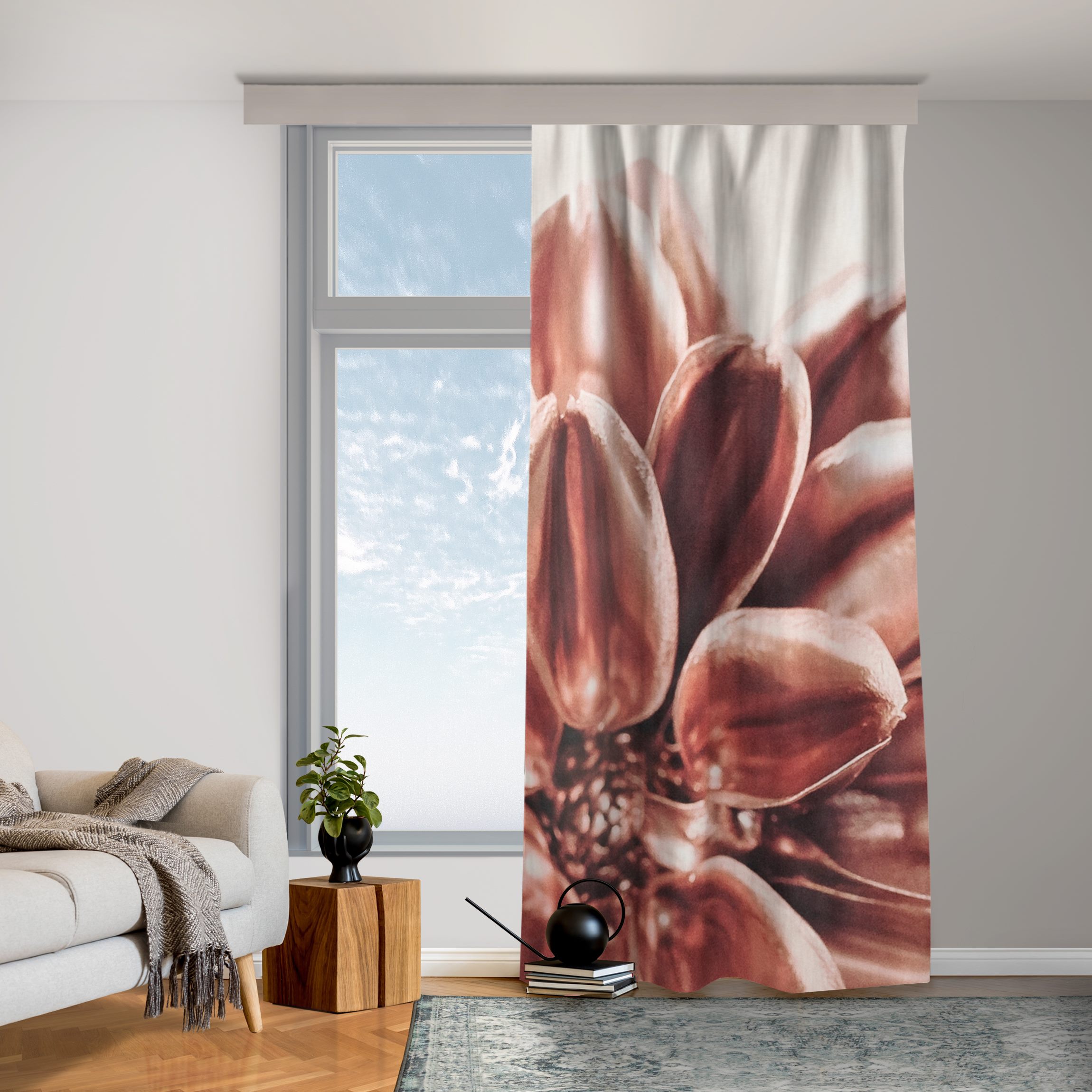 Vorhang Dahlie in Kupfergold