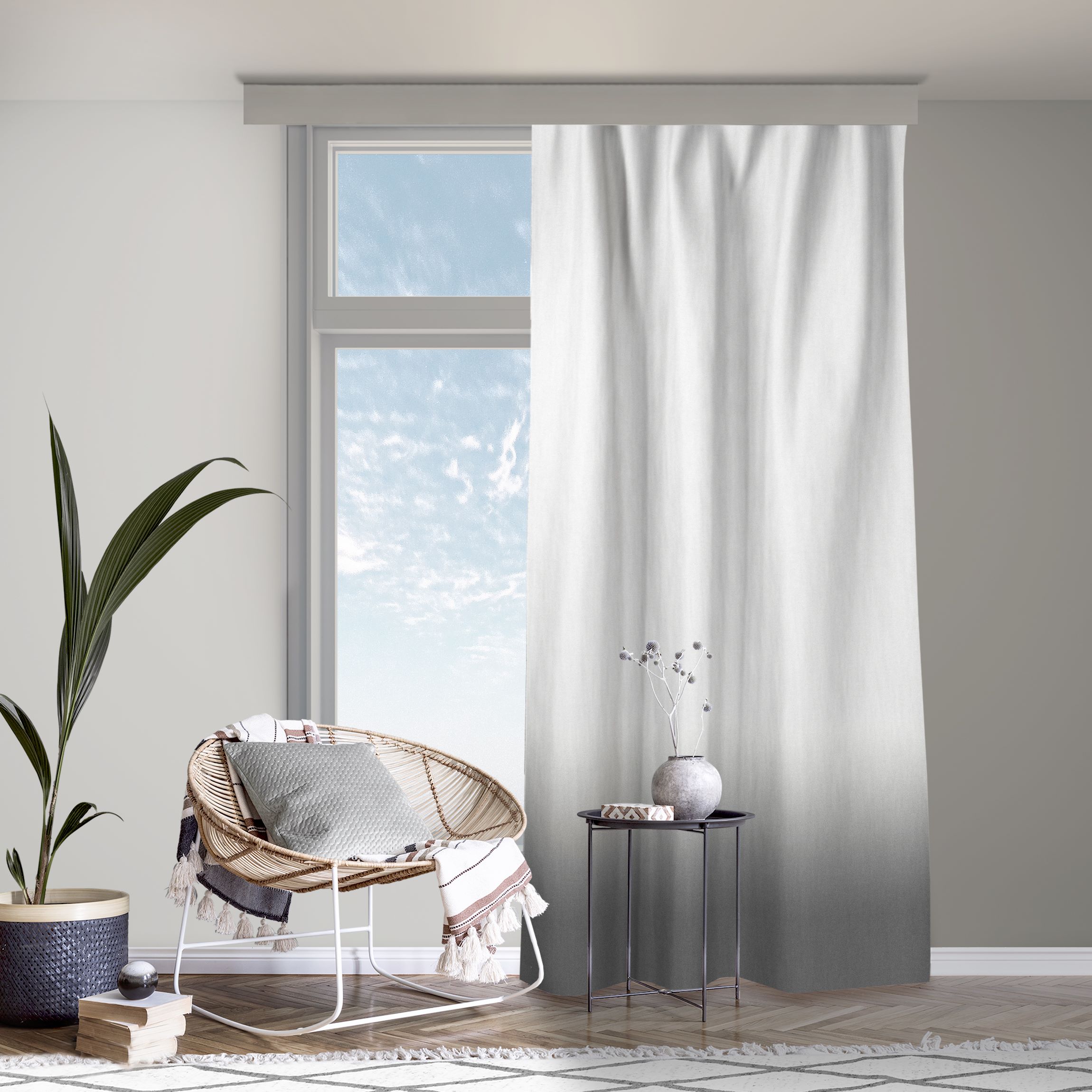 Vorhang Dip-Dye Dunkelgrau