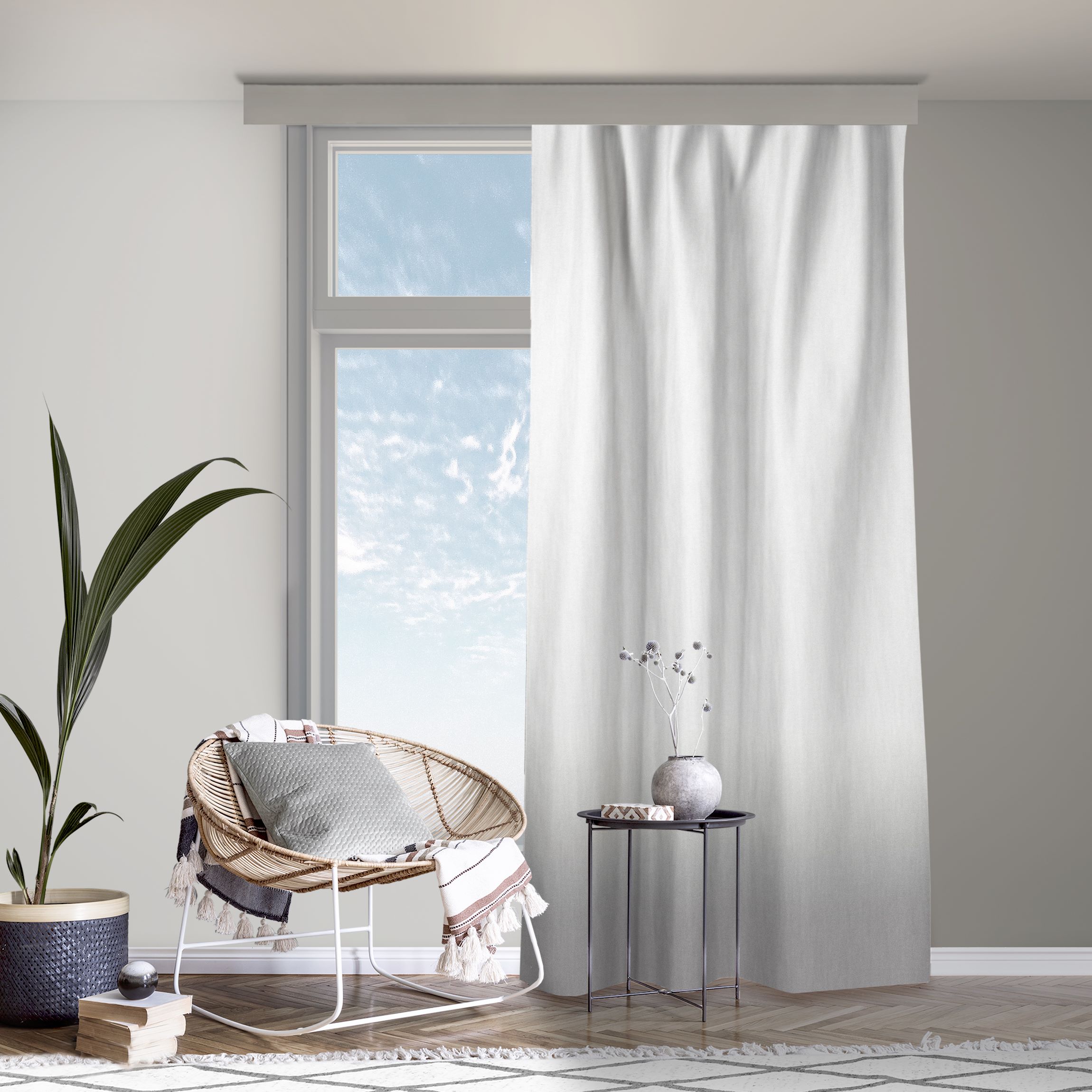 Vorhang Dip-Dye Mittelgrau