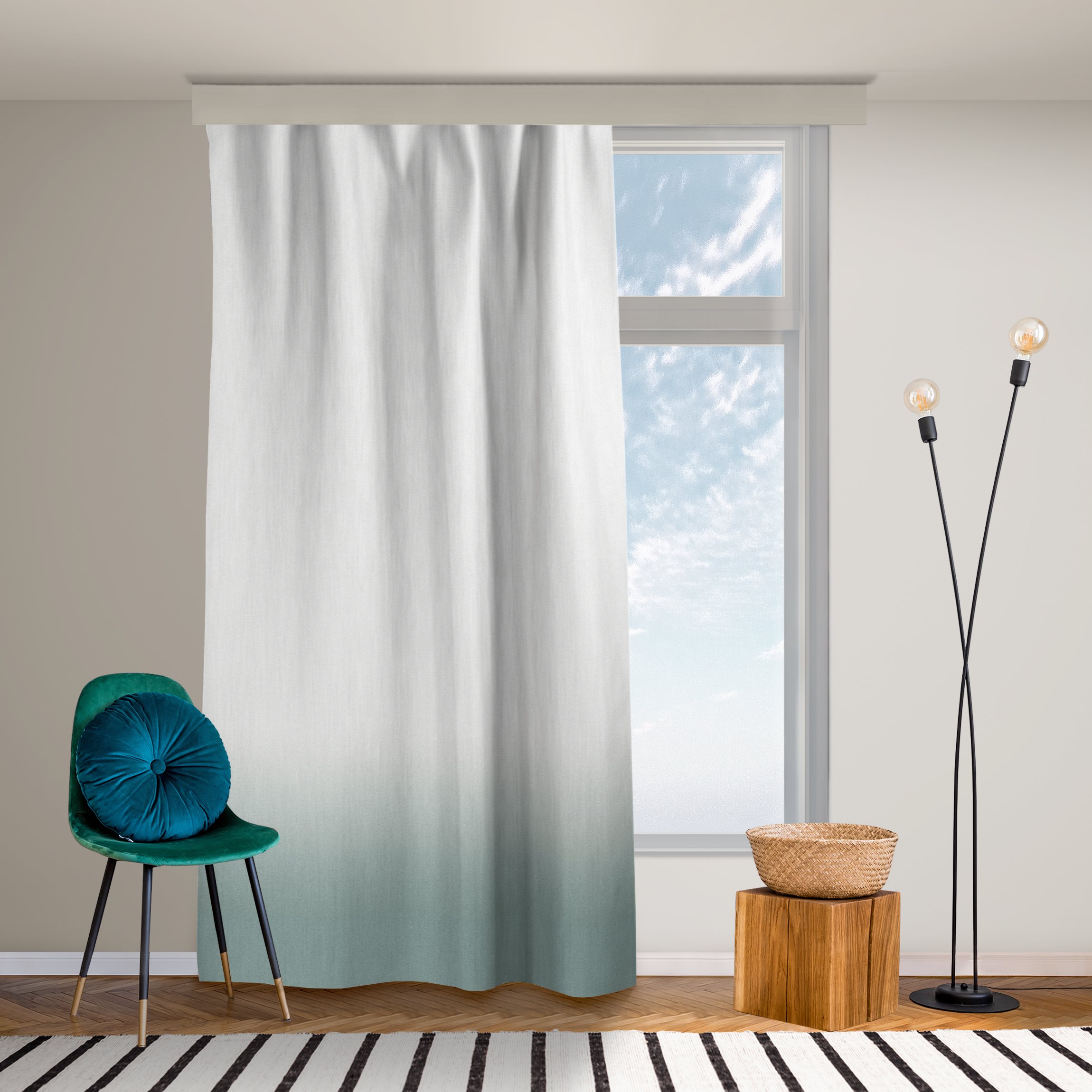 Vorhang Dip-Dye Pastell Petrol