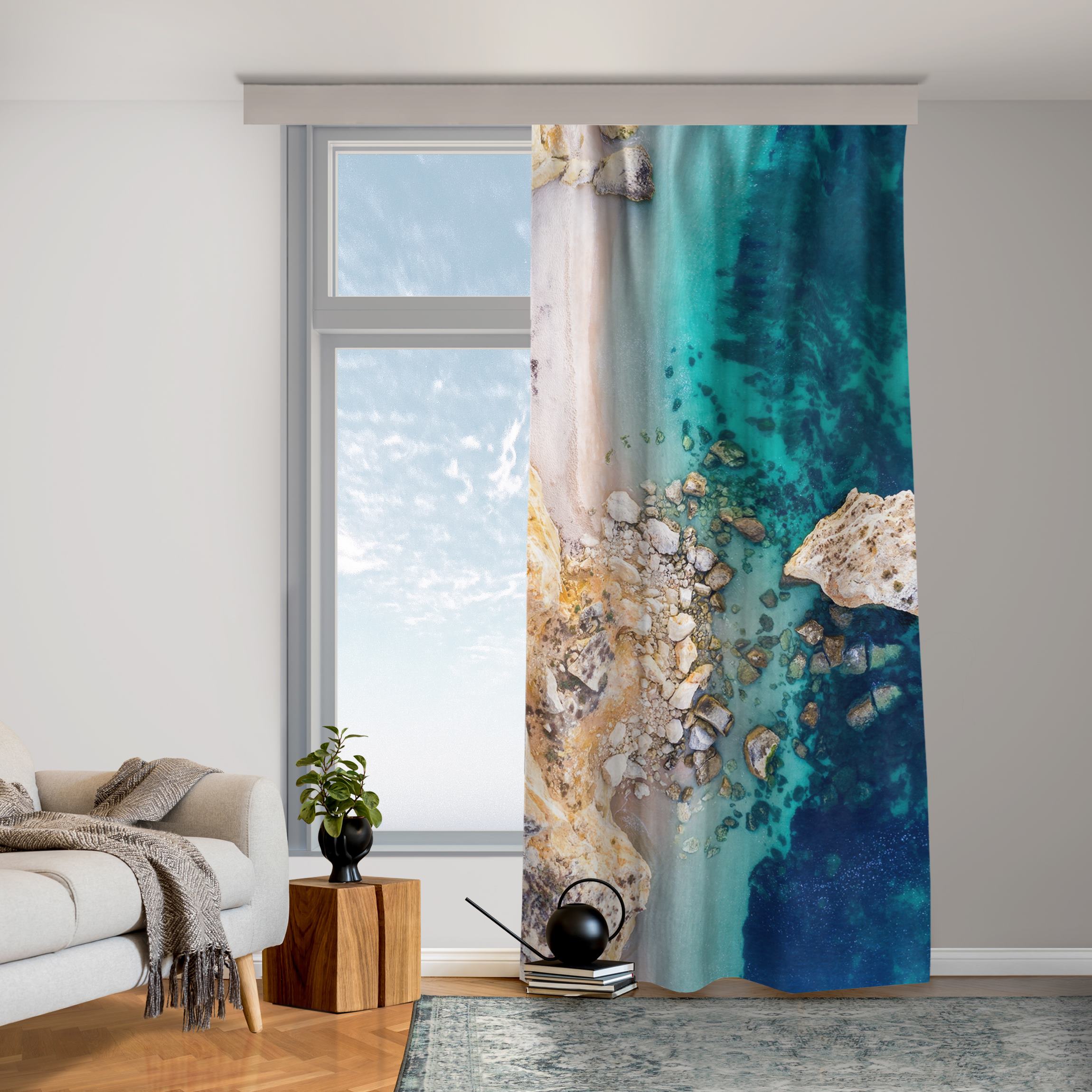 Vorhang Draufsicht Küstenlandschaft