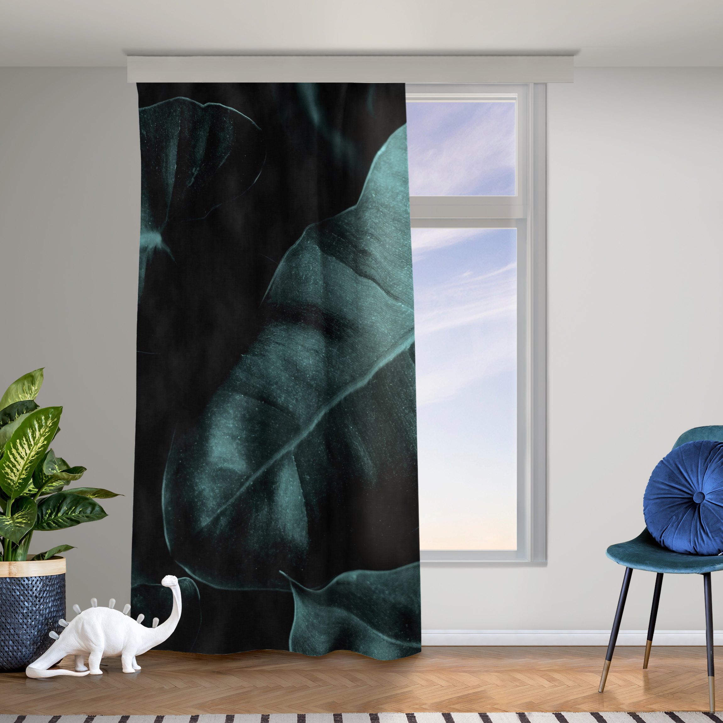 Vorhang Dschungel Blätter Dunkelgrün