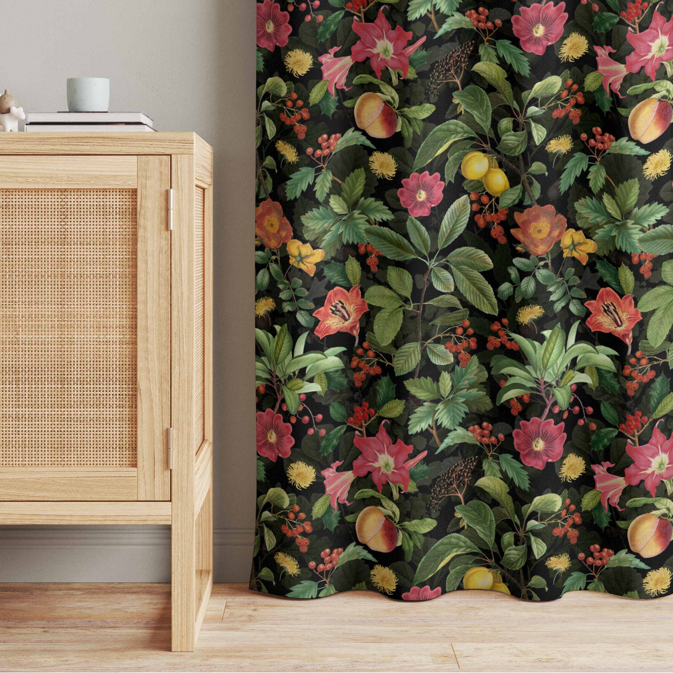 Vorhang Dschungelblätter und Blüten