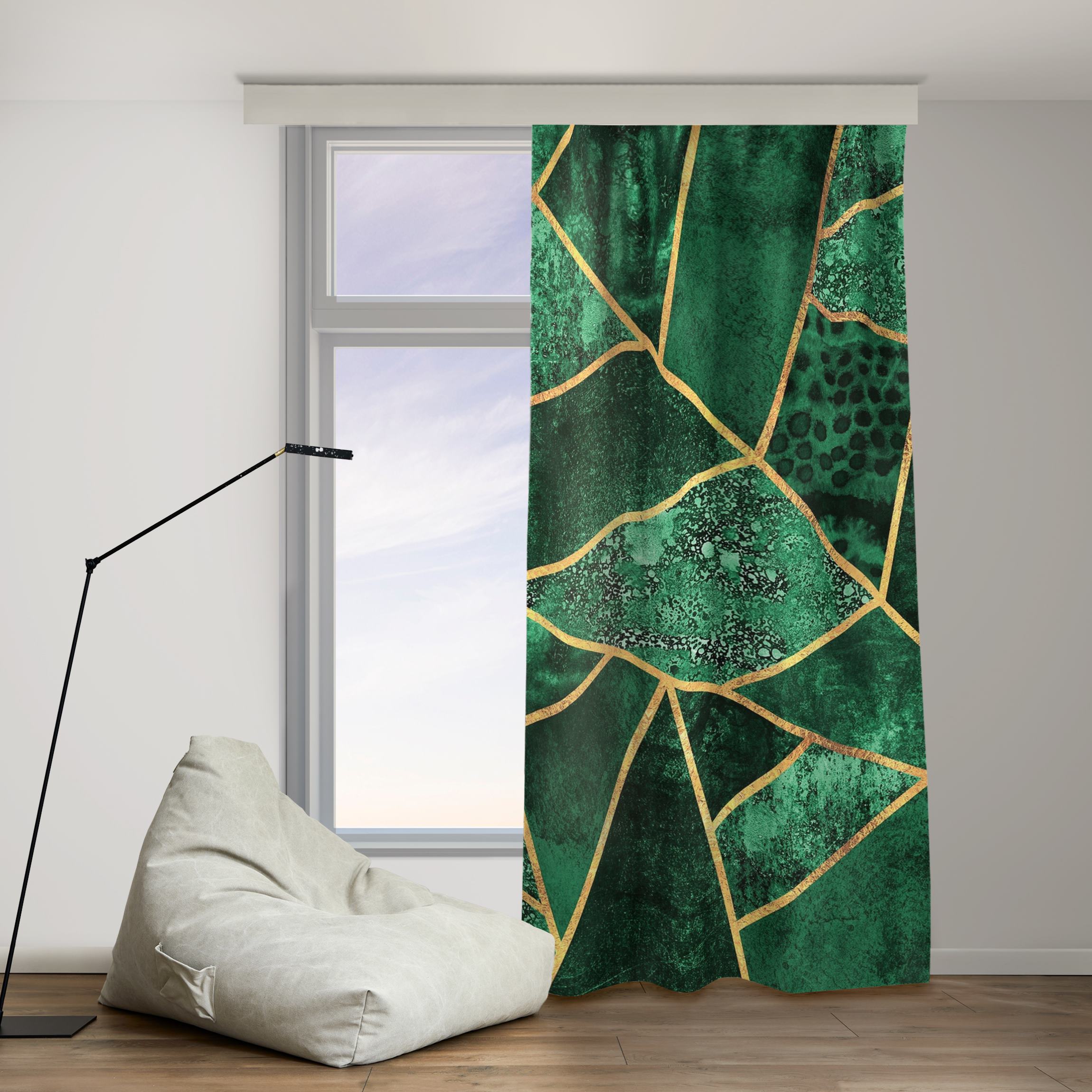 Vorhang Dunkler Smaragd mit Gold