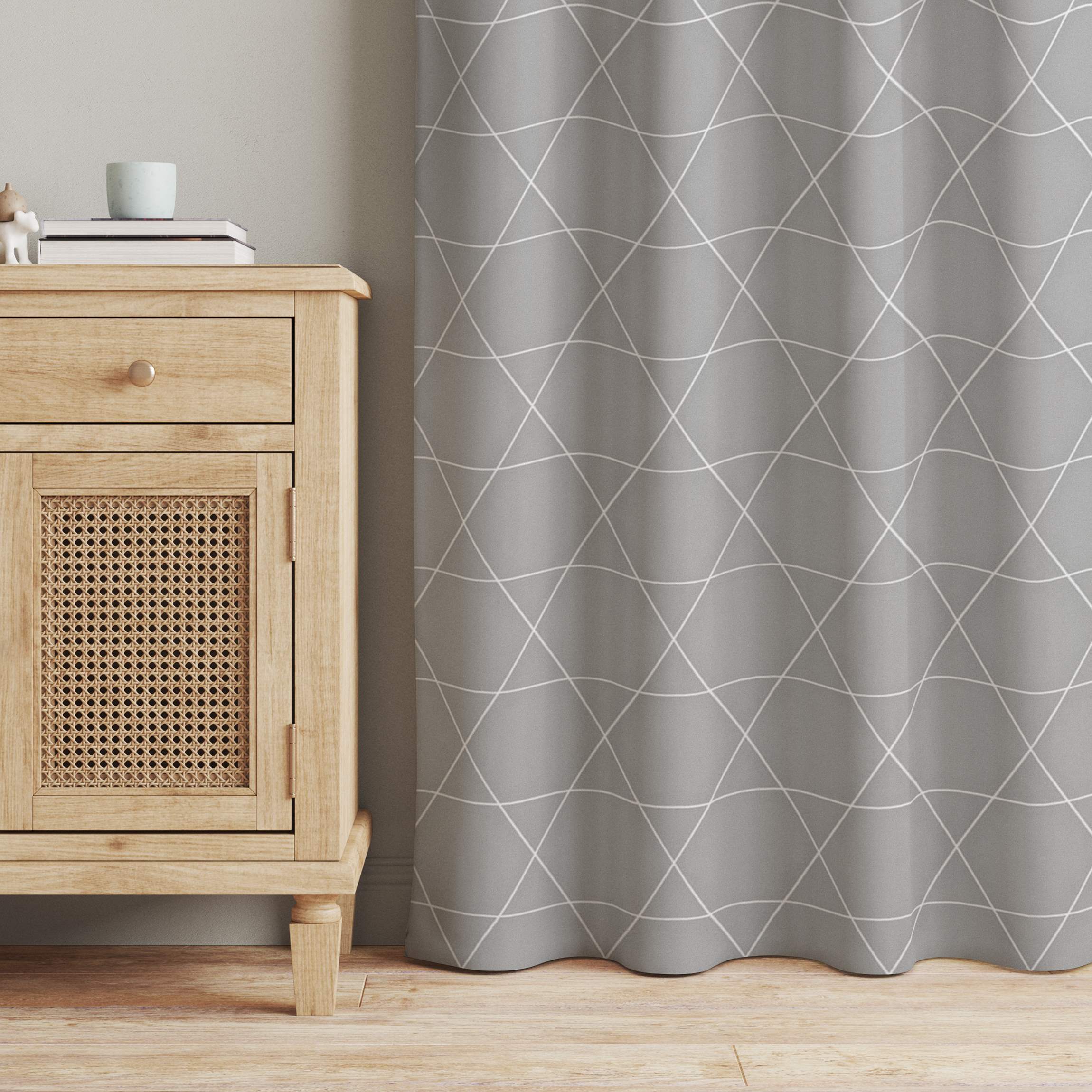 Vorhang Einfaches Rautenmuster weiß