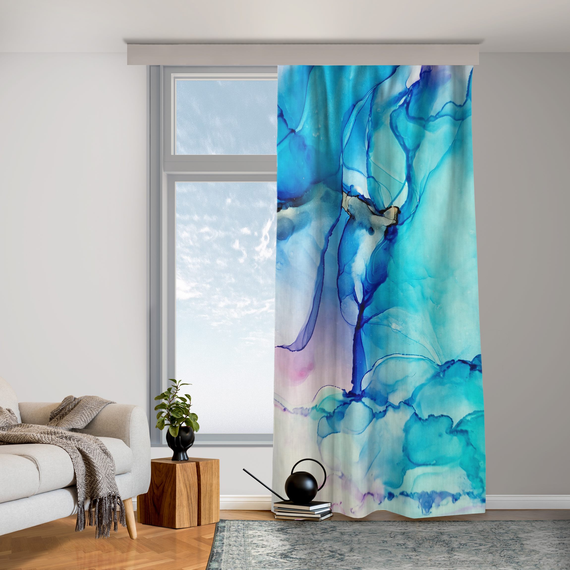 Vorhang Farbkomposition in Blau und Pink