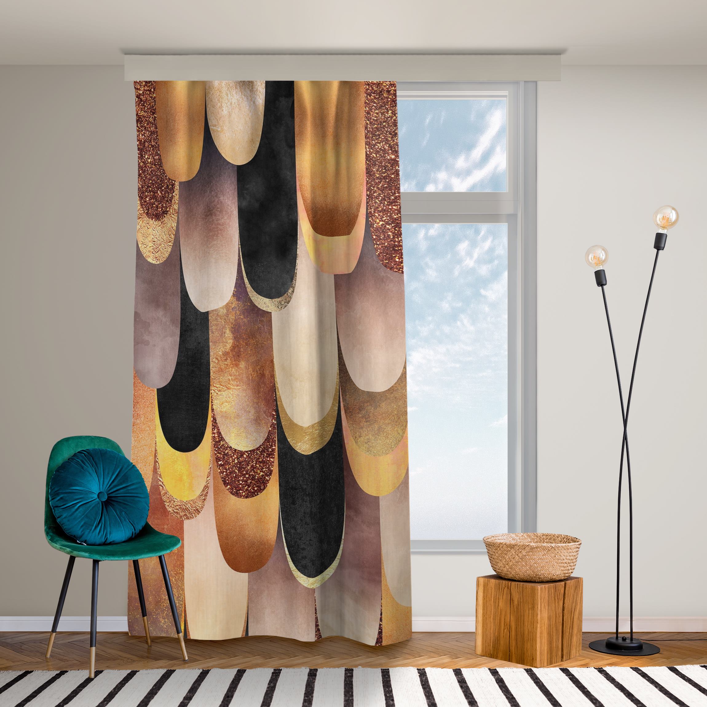 Vorhang Federn Bronze Schwarz