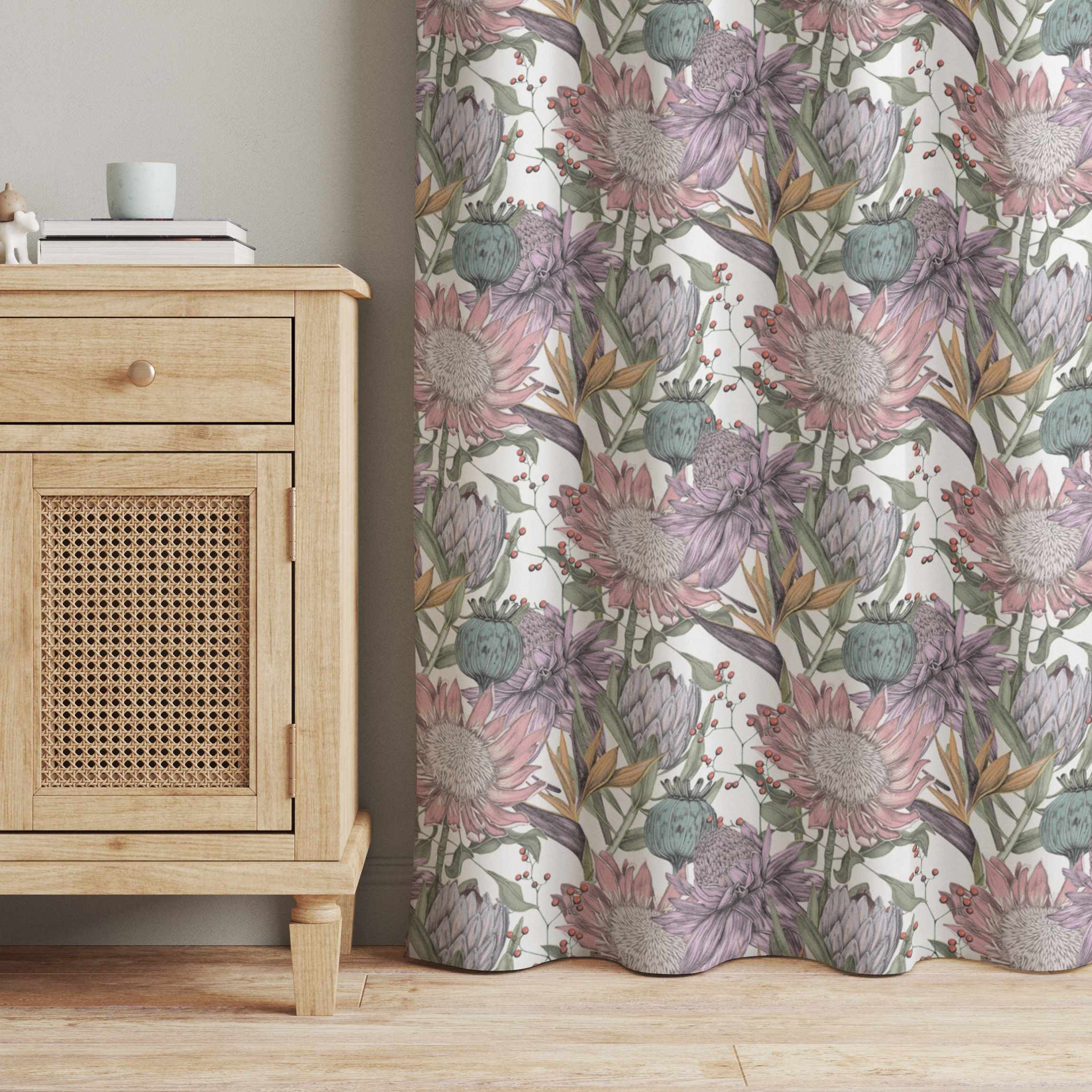 Vorhang Florale Eleganz in Pastell