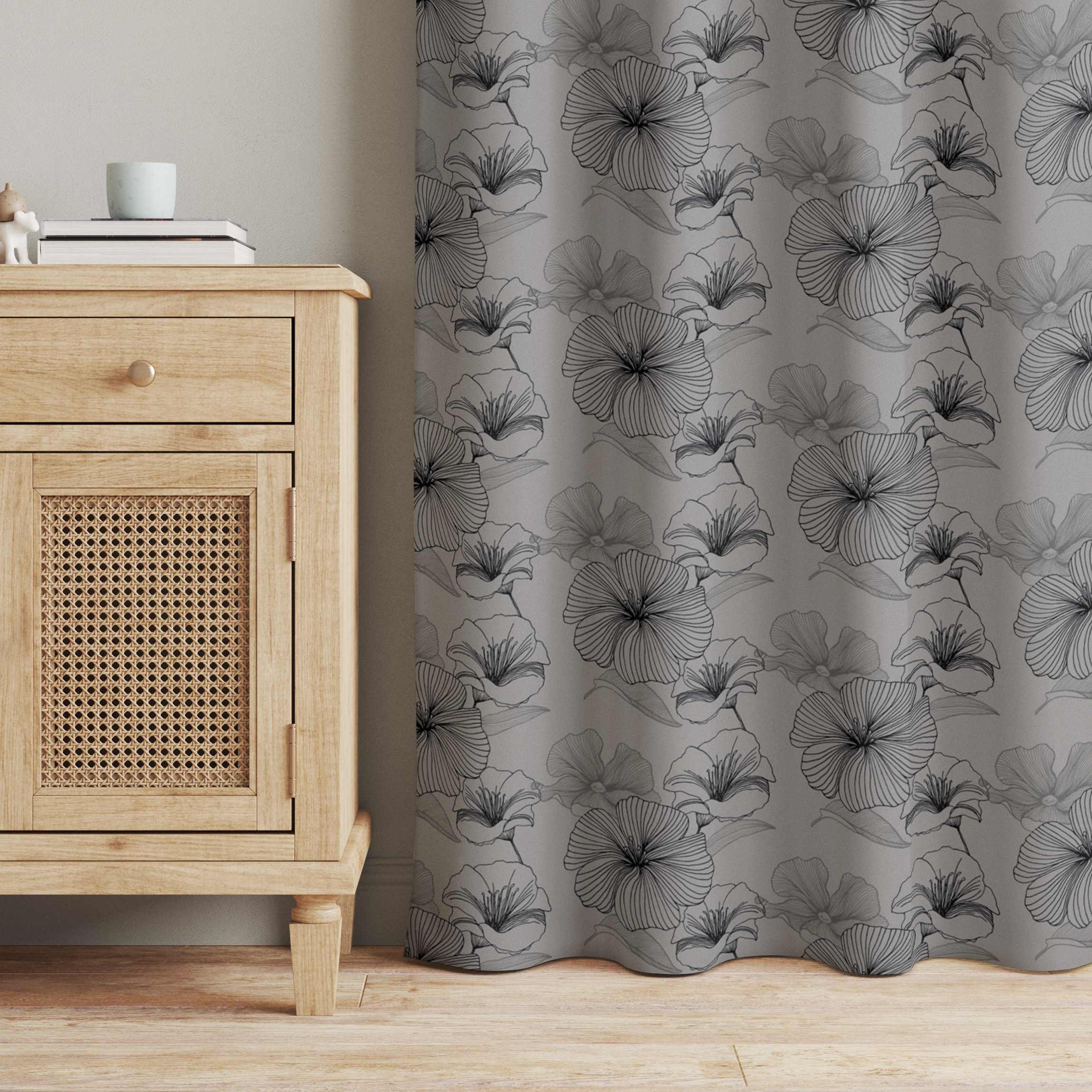 Vorhang Geranium Muster - Grau