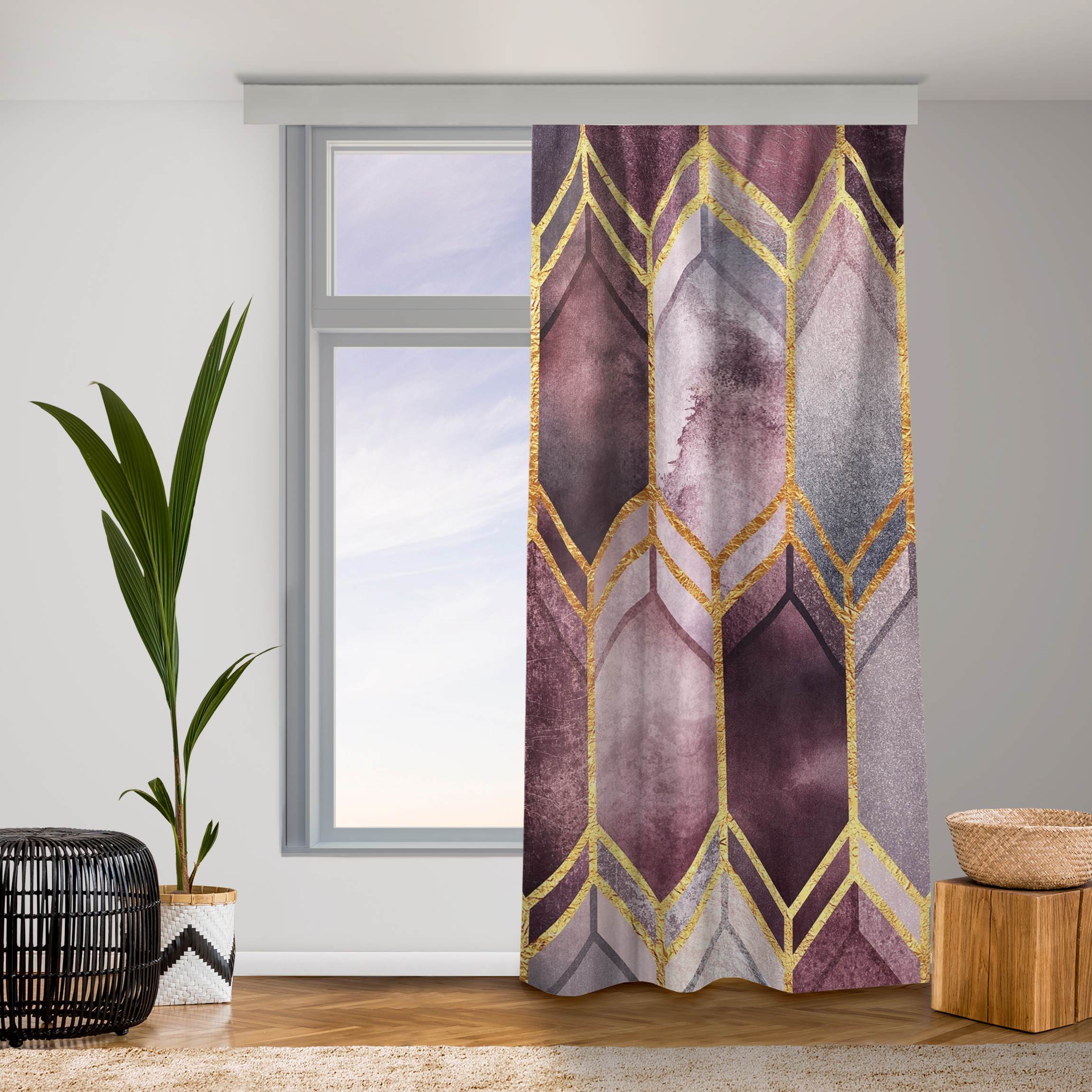 Vorhang Glasmalerei geometrisch Rosé Gold