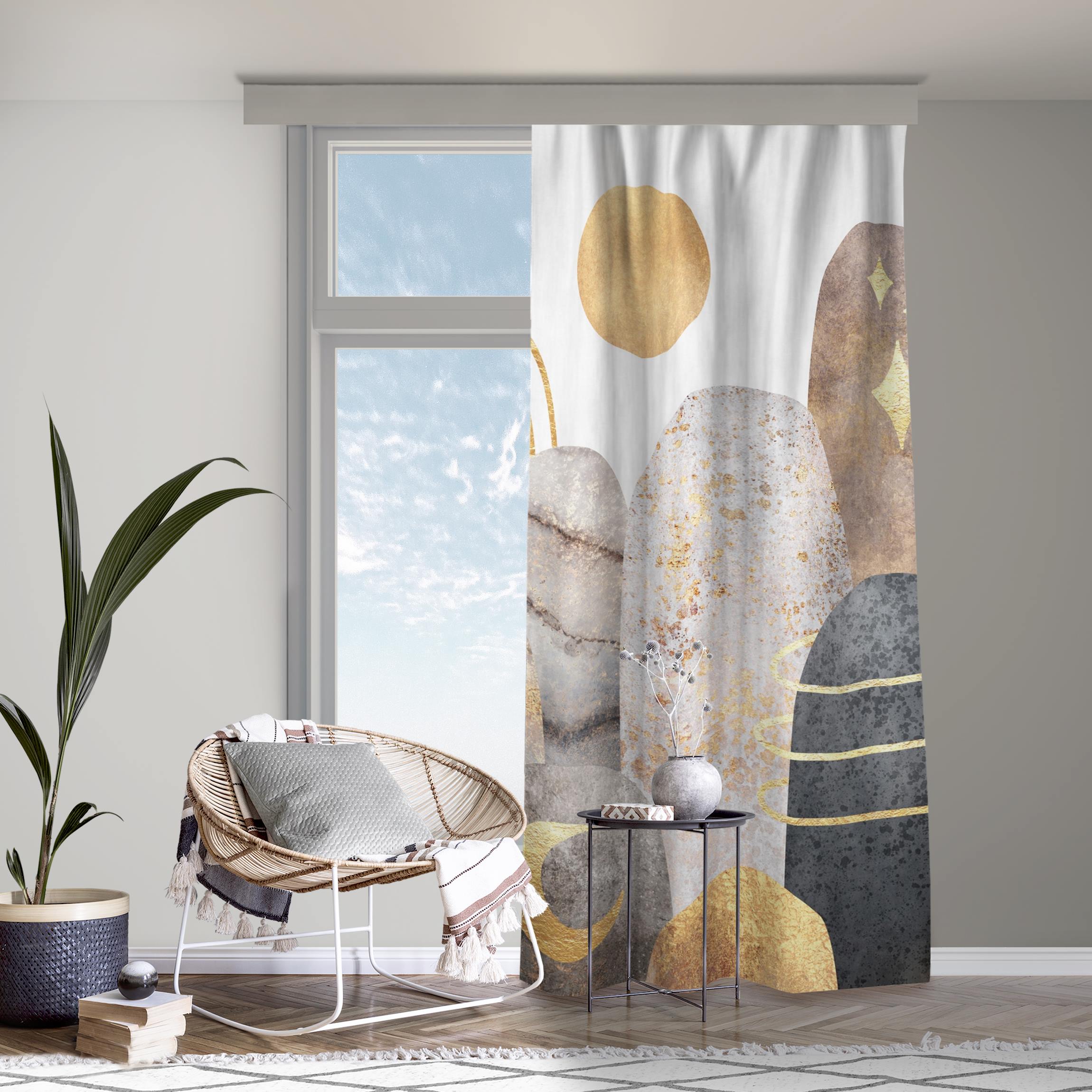 Vorhang Gold Berge mit Mond