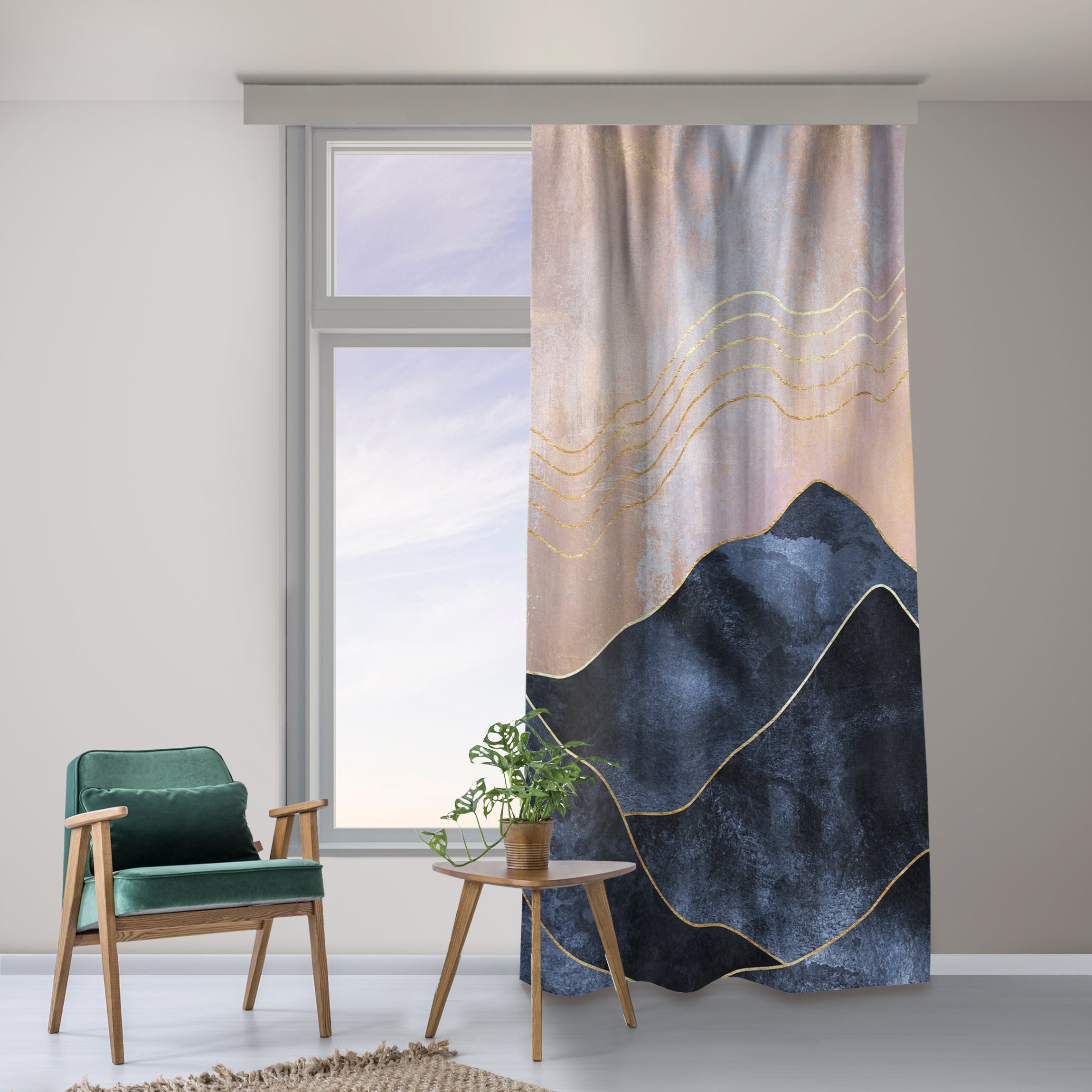 Vorhang Goldene Dämmerung über Gebirge